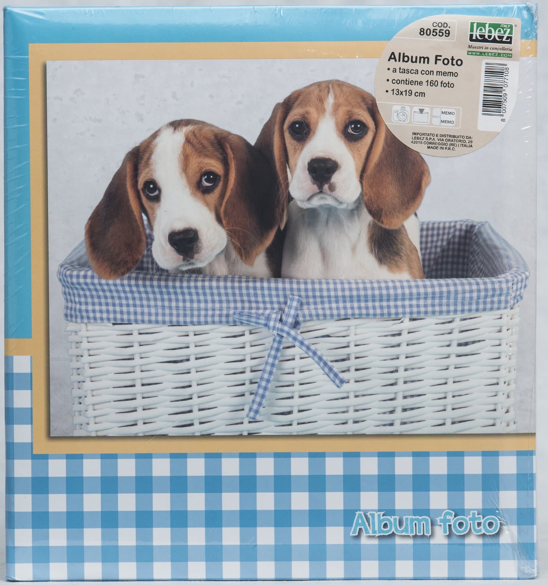 Lebez Puppies Photo Album 160 Photos 13 x 19 with Memo in 3 different models sky blue