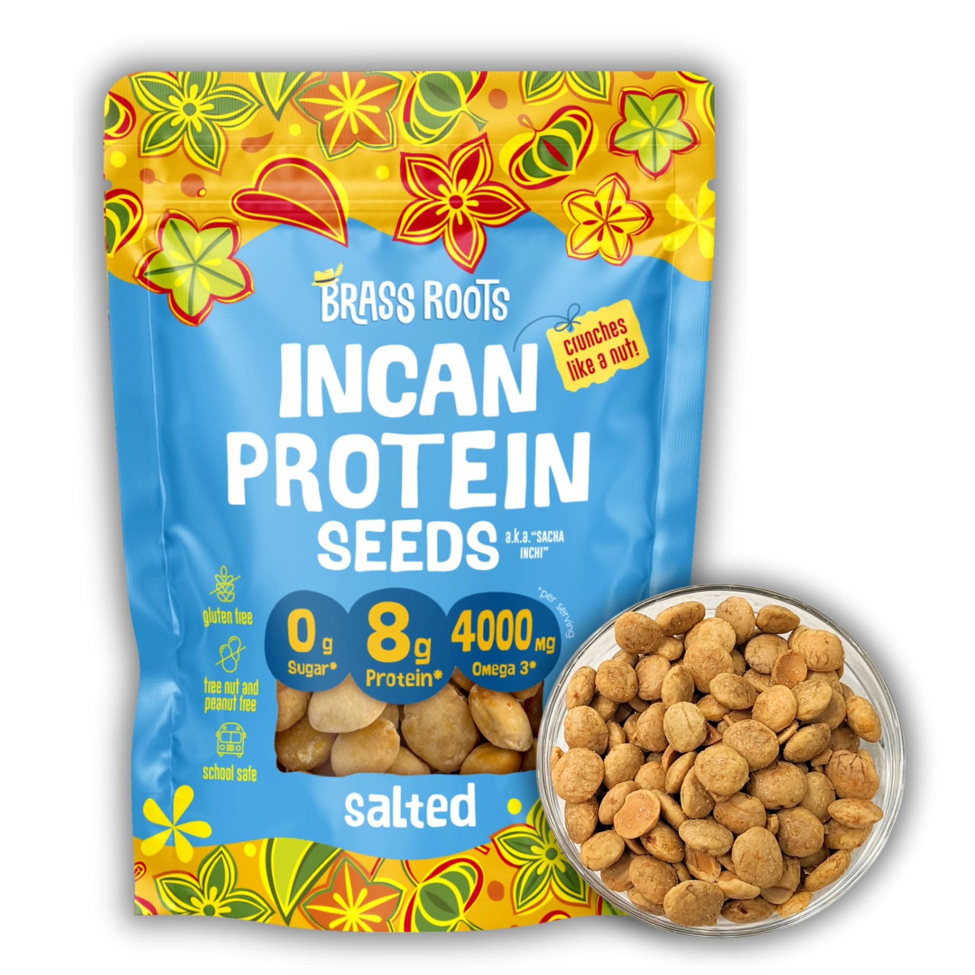 Organic Incan Protein Seeds - Salted - 10 oz, High Protein, School Safe, Nut Free, High Omega 3, Supports Gut Health, Good Source of Fiber, Shark Tank (10 oz (Pack of 1), Salted)
