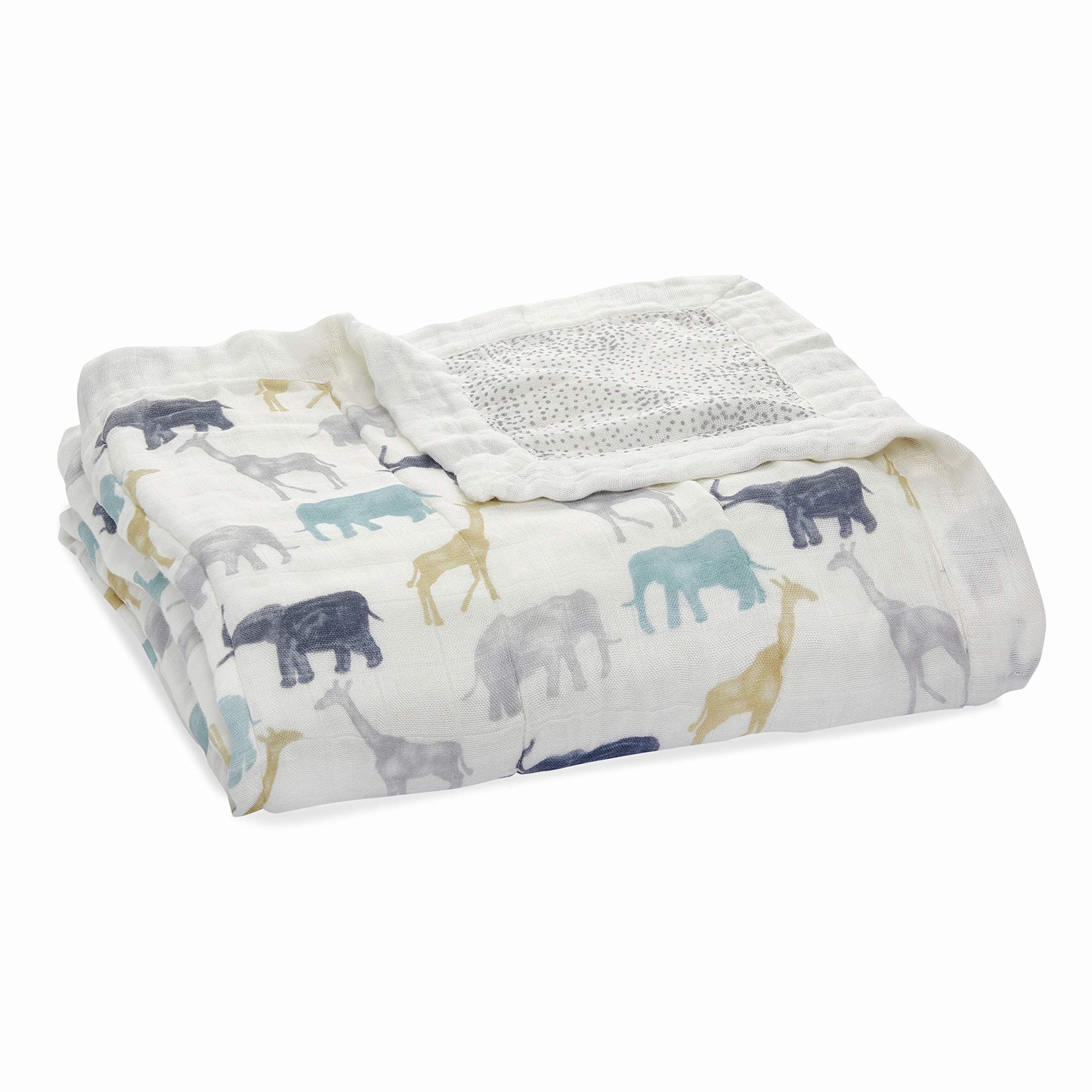 Silky Soft Dream Blanket, 100% Viscose Bamboo Muslin Baby Blankets for Girls & Boys, Nursery Crib Blanket, Shower & Registry Gift, Expedition Elephants and Giraffes