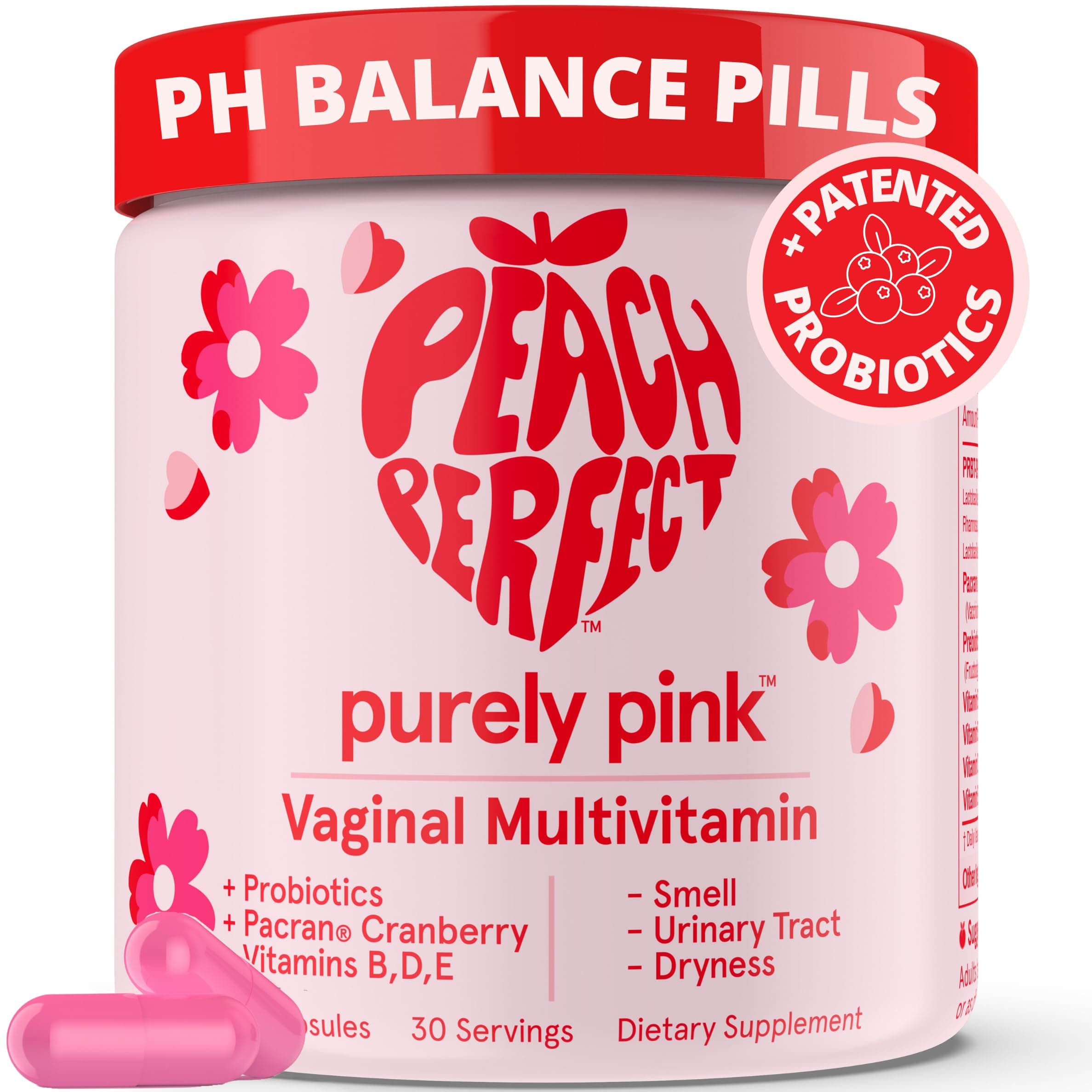Purely Pink Prebiotic & Probiotics for Women Multivitamin, Vaginal Health Cranberry Supplement Vitamins, Supports pH Balance, Feminine Care, Urinary Tract Health, Healthy Flora and Odor, 30 Servings