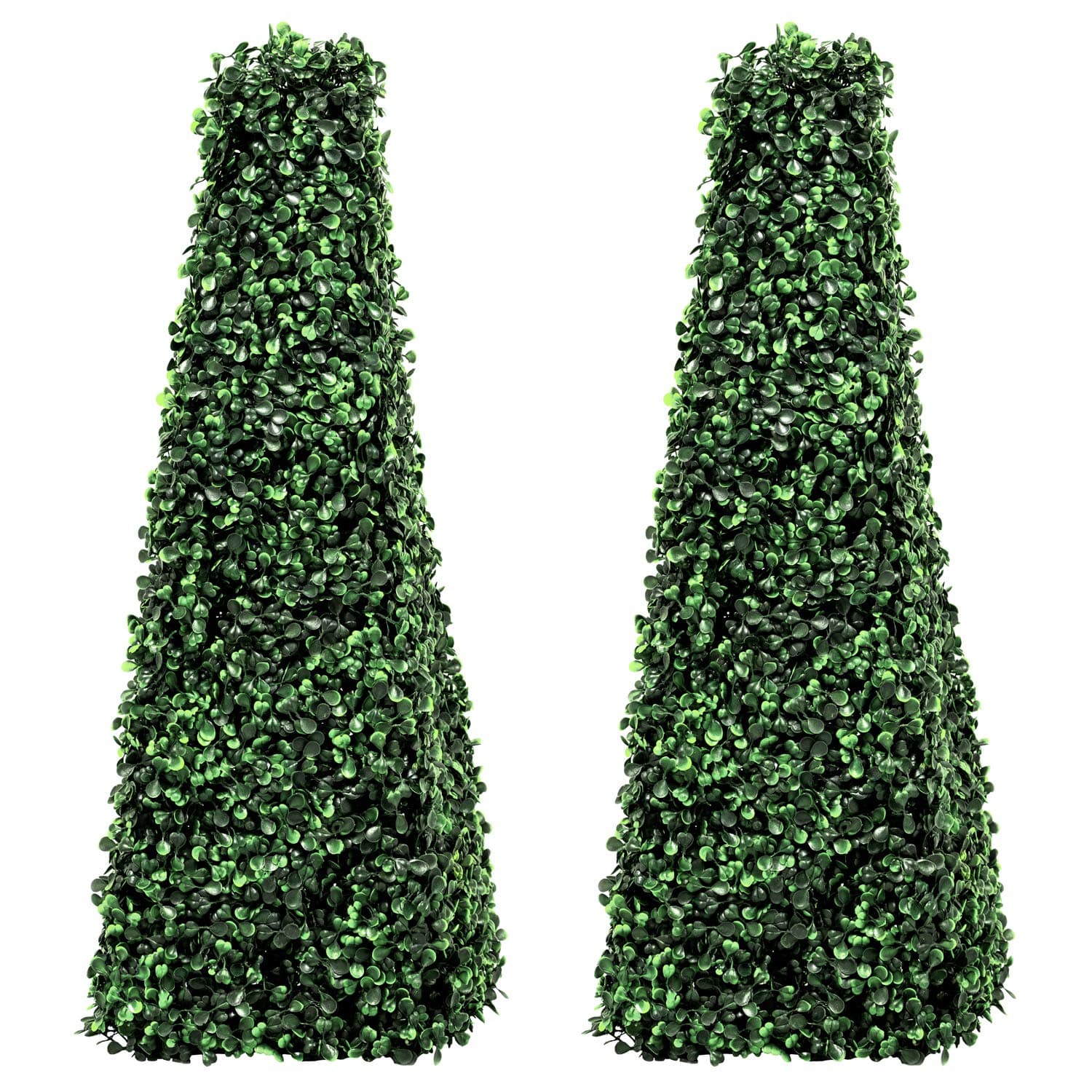 Woodside Topiary Obelisk Leaf Effect, Green 2ft/65cm Indoor/Outdoor Replica Decoration (pack of 2)