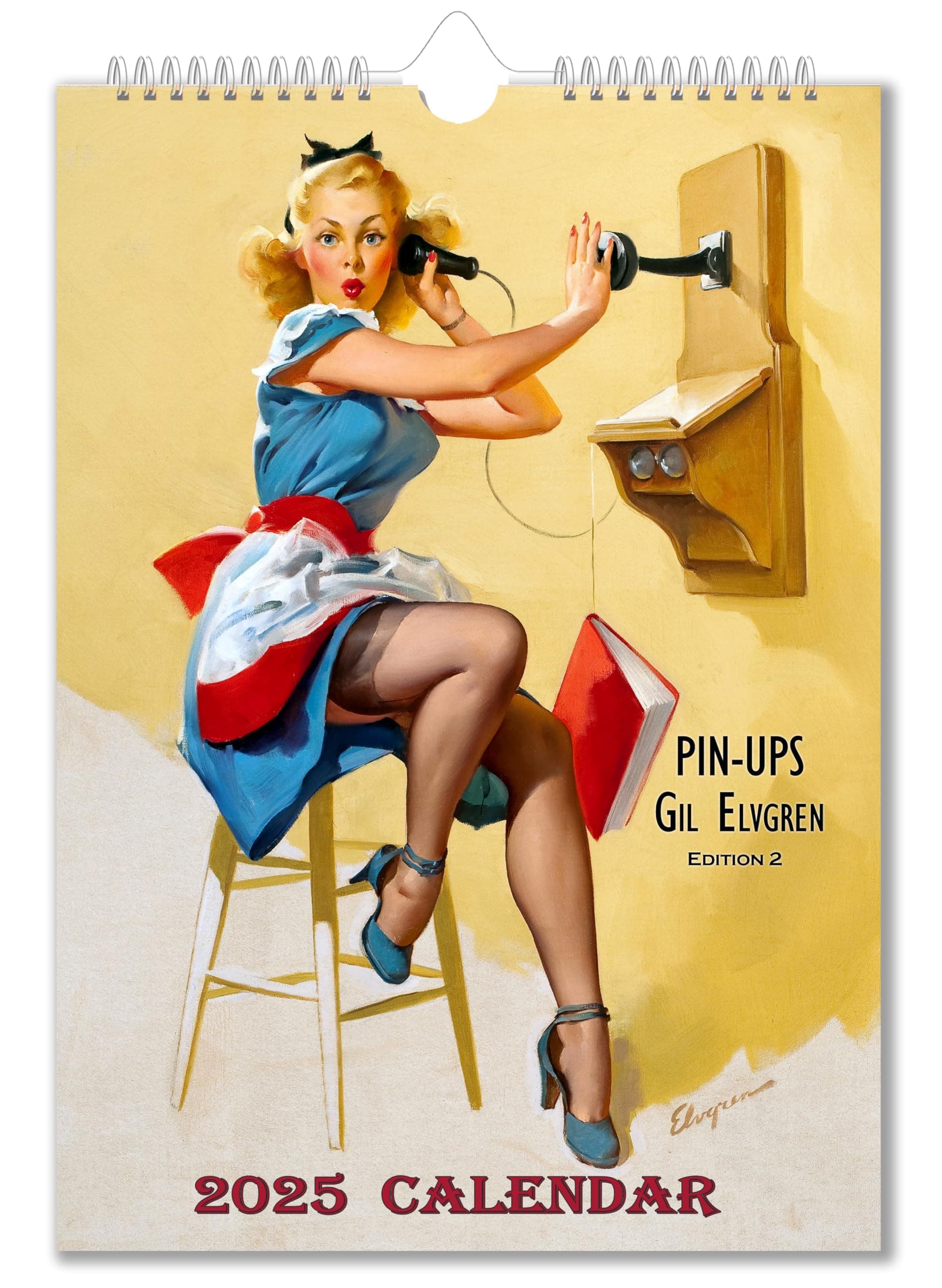 Gil Elvgren Wall Calendar 2025 Pin Up Glam Sexy Girl Retro Vintage Edit 2 8"x12"