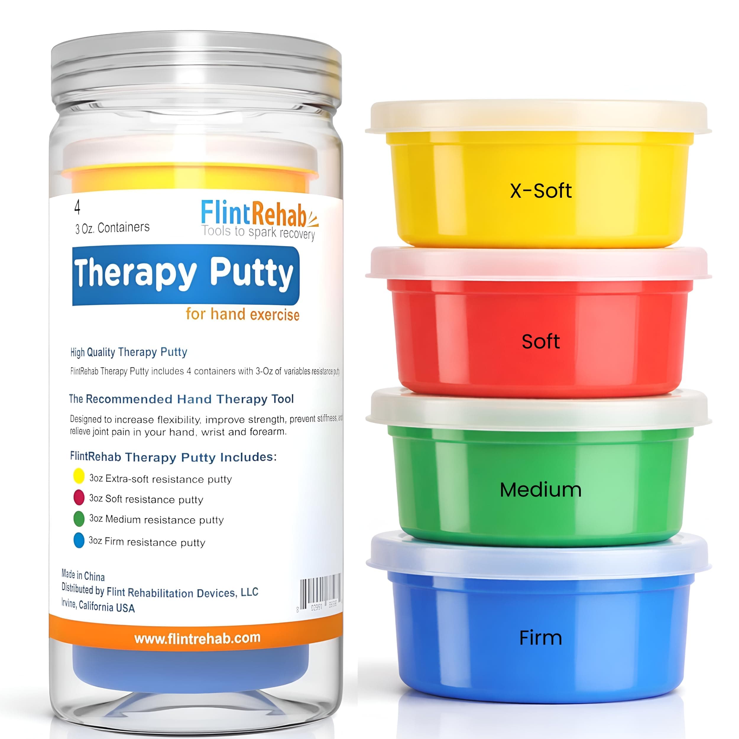 FlintRehab Premium Quality Therapy Putty (4 Pack, 3-oz Each) for Hand Exercise Rehab. Fidgeting, and Stress Relief…