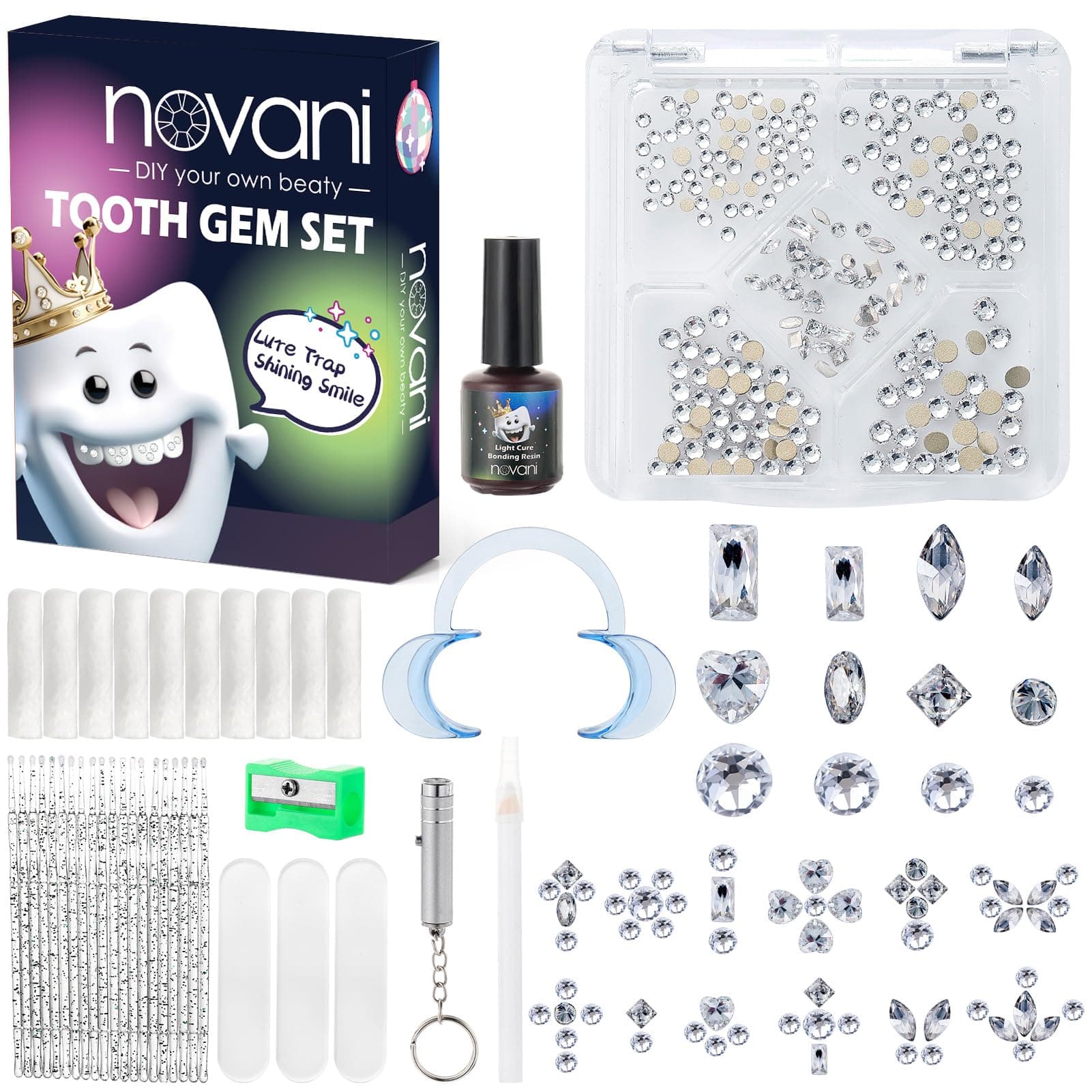 novani Tooth Gem Kit, 260 Pieces Tooth Gem DIY Teeth Gem Kit Professional for Tooth