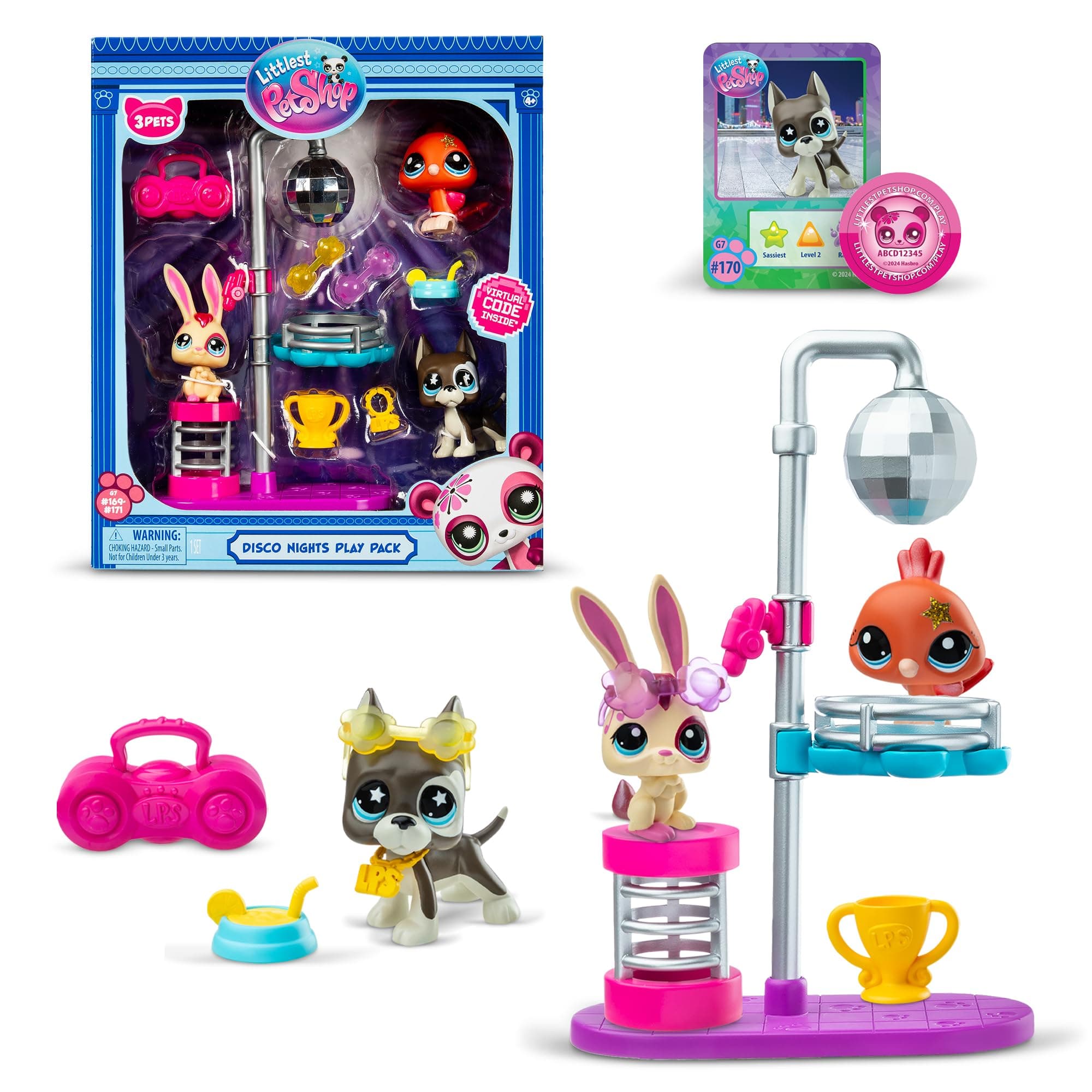 Littlest Pet Shop - Disco Nights Play Pack, Gen 7 Authentic LPS Bobble Head T...