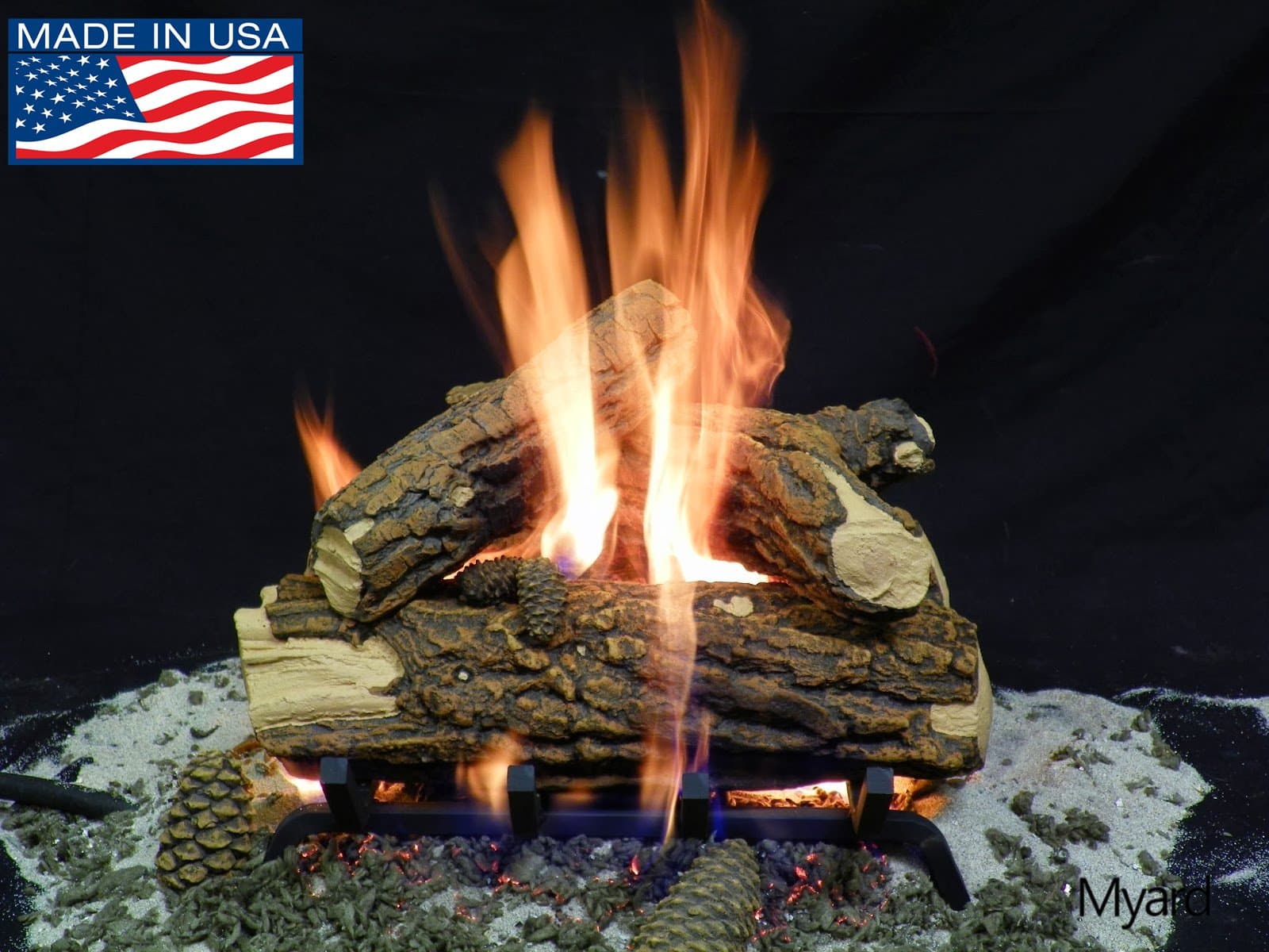 PayandPack 15" inches Country Oak Deluxe Style Complete Fire Gas Logs (LOGS ONLY) for Natural Gas/Liquid Propane Fireplace