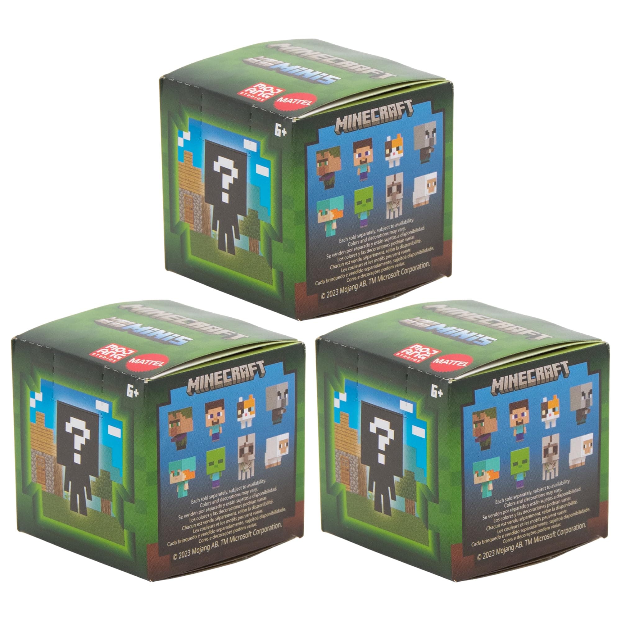 Minecraft Mob Head Minis Surprise Figures (Pack of 3 Blind Boxes)