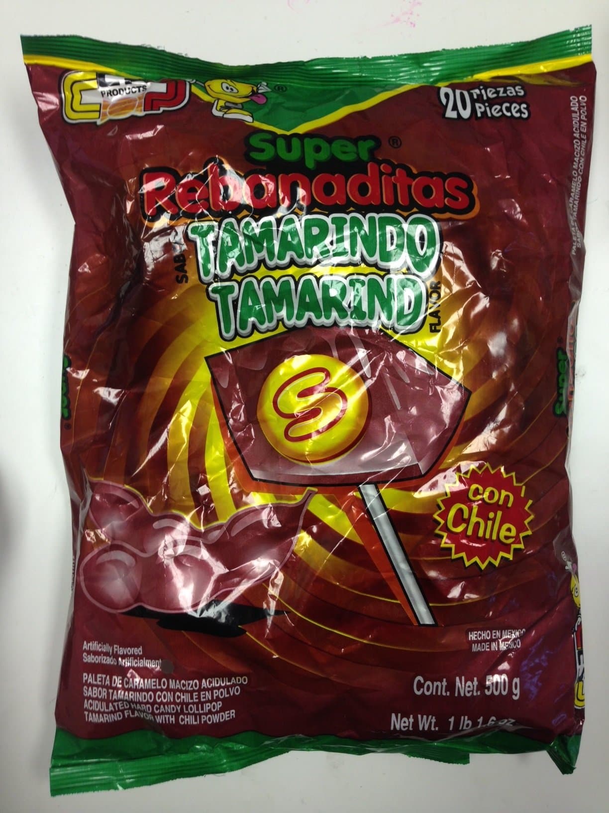 Candy Pop Rebanaditas Mexican Candy Suckers (Super Rebanadita Tamarind) 40ct Bag