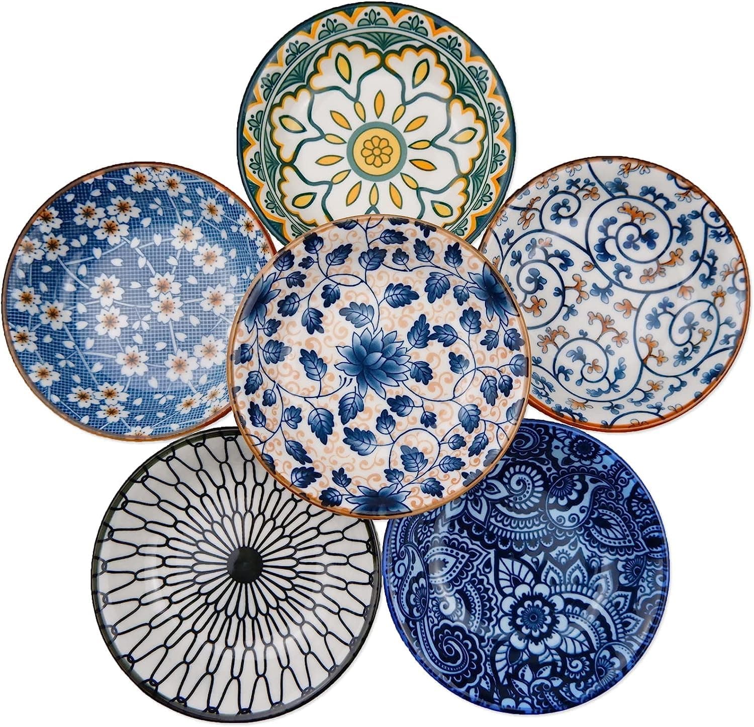 Porcelain Tapas Dishes,Snack Bowls for Tapas,Tape Bowls Set,Ceramic Dipping Bowl,6pcs Ø 10 cm Small Spice Bowl,Dishes Sauce Dish for Sushi,Sauce,Snack and Soy