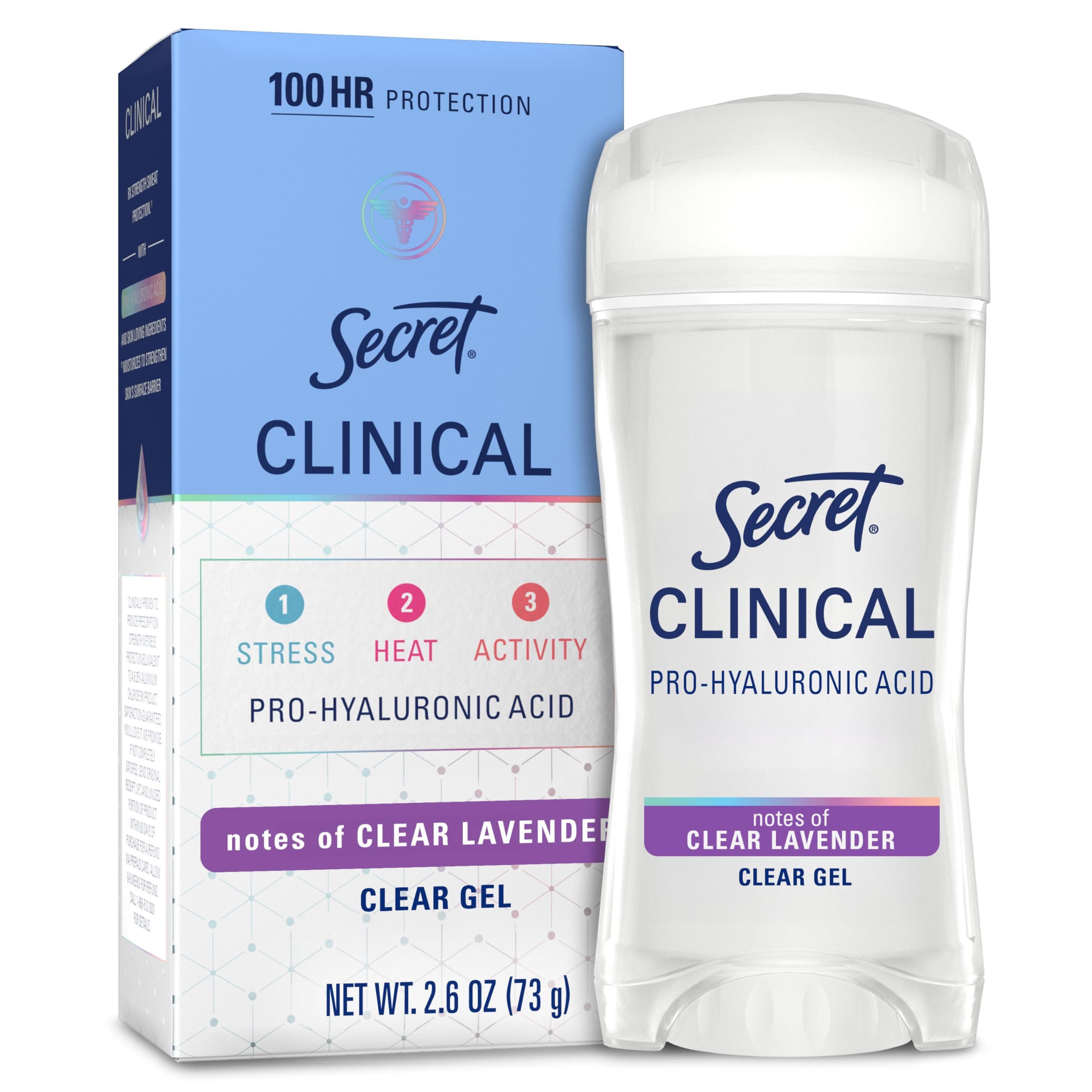 Secret Clinical Strength Deodorant and Antiperspirant for Women, Clear Gel, Clean Lavender, 2.6 Oz.