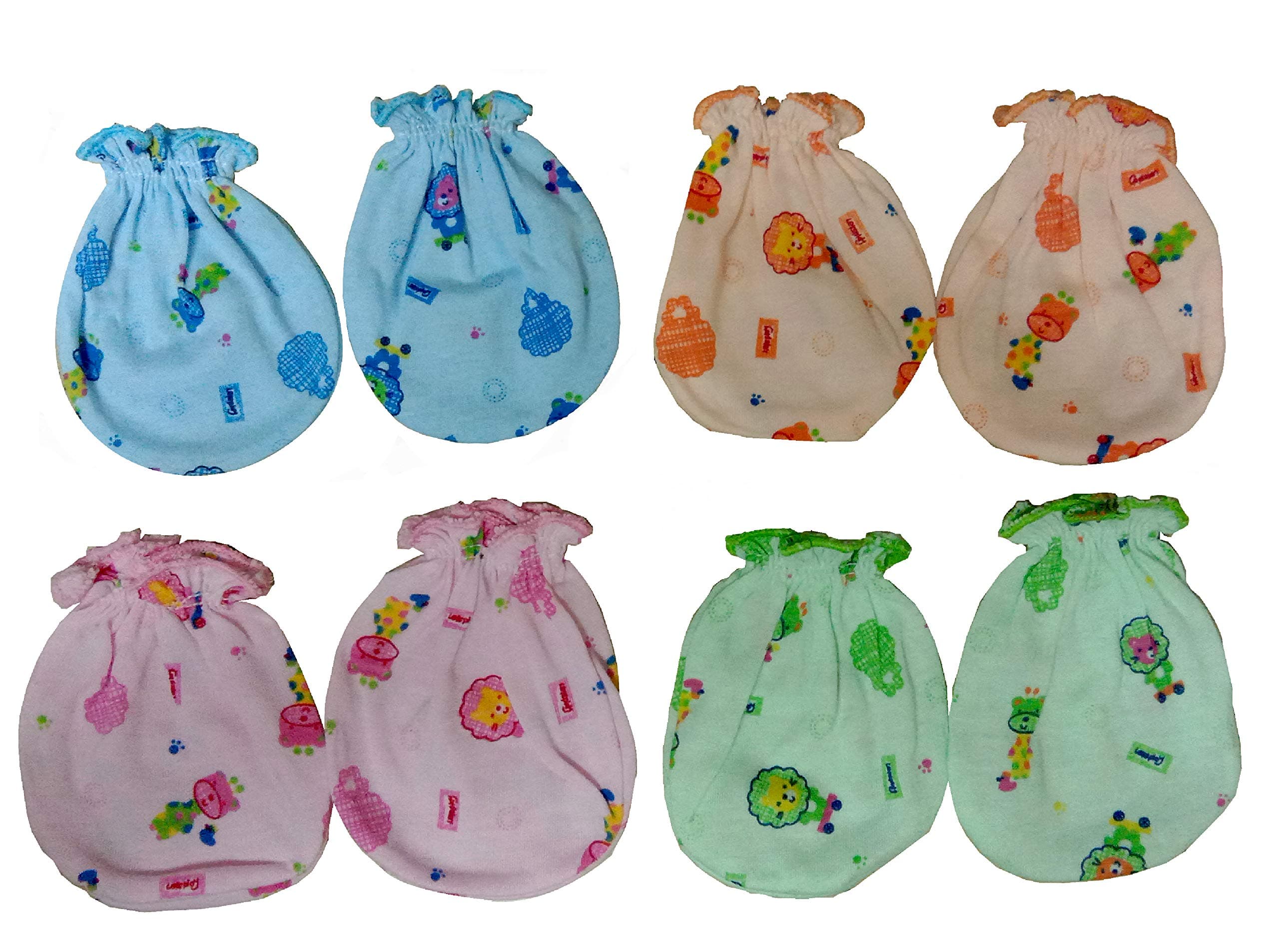 HelleryHoney's Baby Mittens for Boys and Girls (0-6 Month, Multicolor) - Pack of 4 Pair