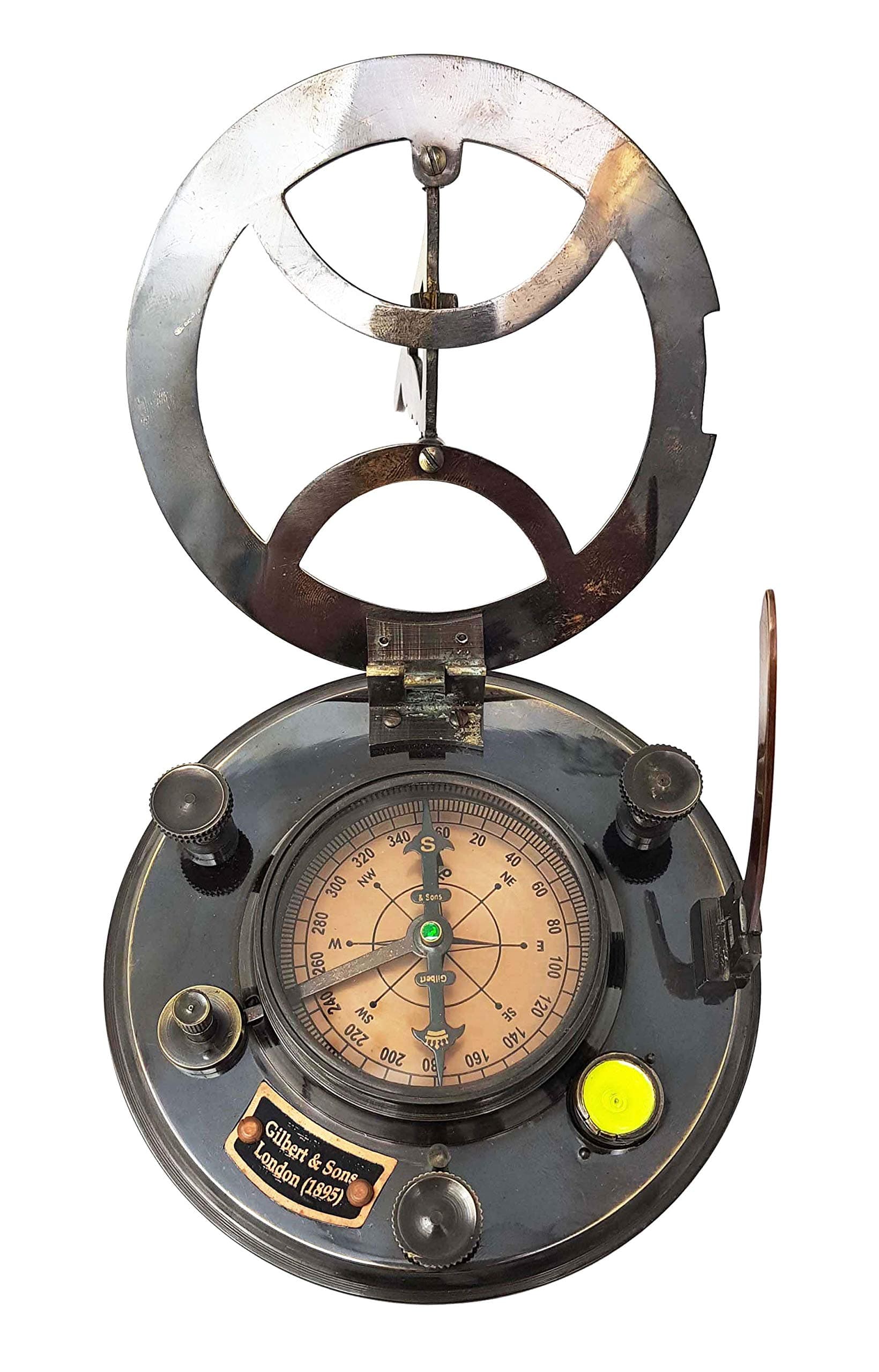 Brass Nautical - 5 inches Large Sundial Compass in Rosewood Case Top Grade Calibrated Vintage Gift