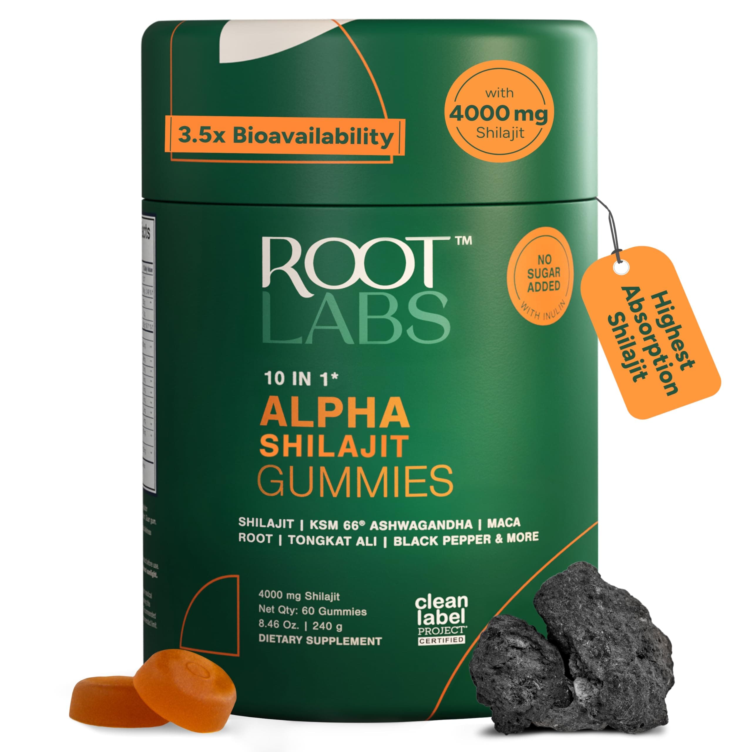 10-in-1 Alpha Shilajit Gummies | 4000 mg Pure Himalayan Shilajit with Tongkat Ali & Maca Root | for Men & Women | ShilAbsorb Bioavailability Tech | Sugar-Free, Vegan | 60 Gummies