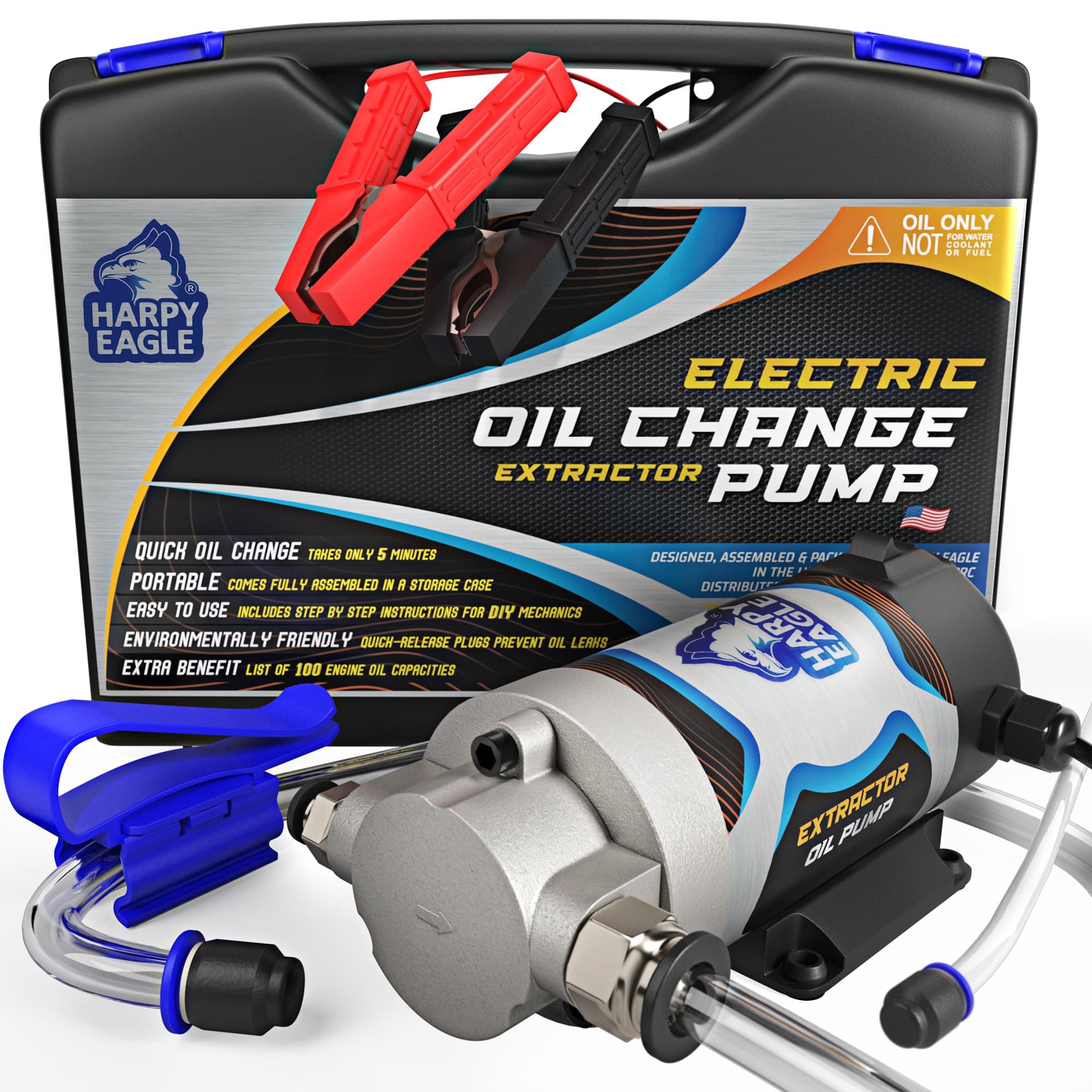 Electric Oil Change Extractor Pump 12/24V 100W,Oil Сhange Fluid Suction Transfer Portable for Automotive,Cars,Boats,Motorcycle,Trucks with Storage Case/Patent Pending (HE-001)