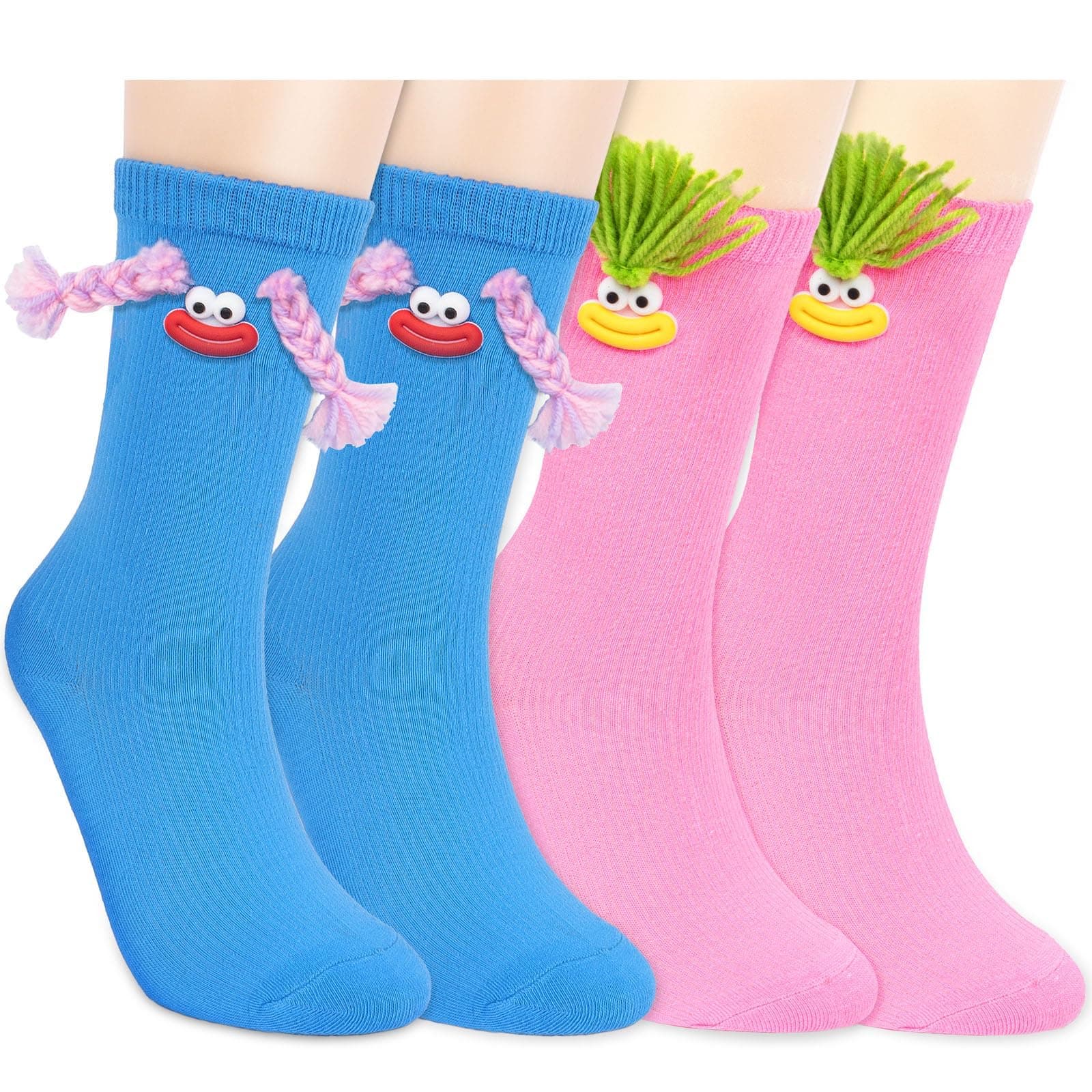 Funny Crazy Socks, 2 Pairs of Novelty Cartoon Socks for Boys and Girls, Colorful and Cute, Ideal for Gag Gifts, Party Favors, Birthday Presents, and Fun Everyday Wear
