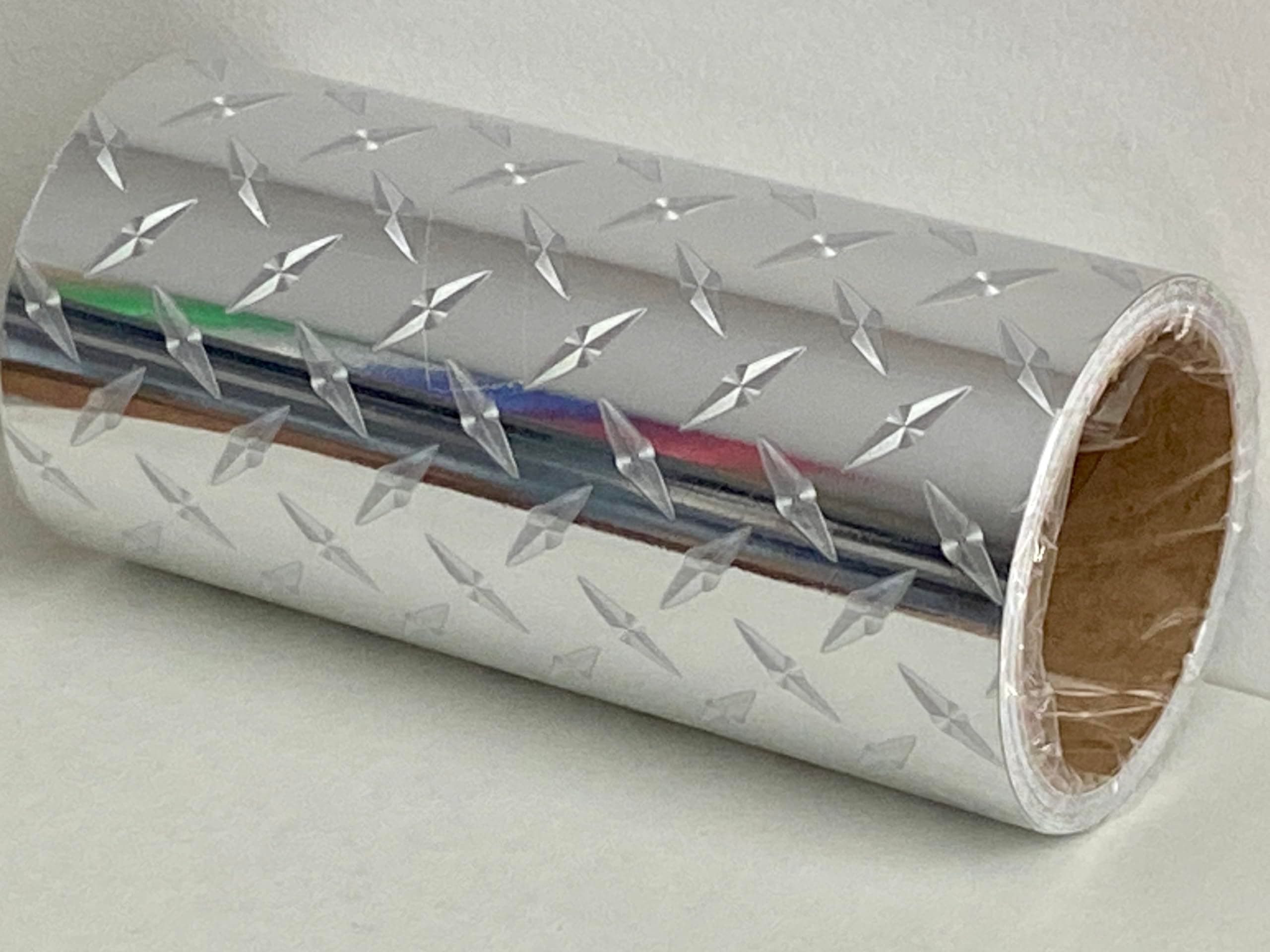 Diamond Plate Sign Vinyl, Self-Adhesive (12 inch x 10 ft)