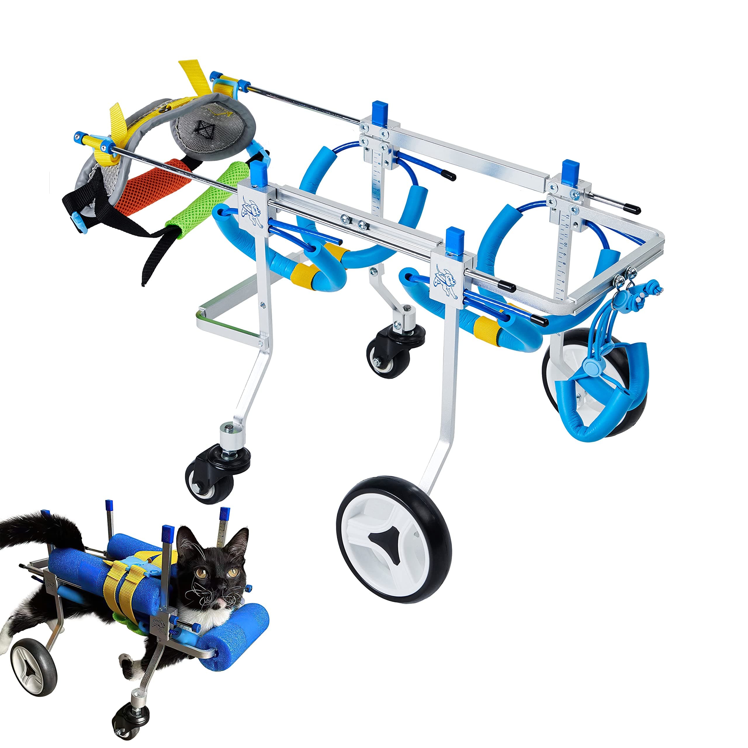 HobeyHove Adjustable 4-Wheel Dog Cart/Wheelchair, Animal Exercise Wheels,for Pet/Doggie Wheelchairs with Disabled Hind Legs Walking,Light Weight, Easy Assemble(7-Size)(XSLW)