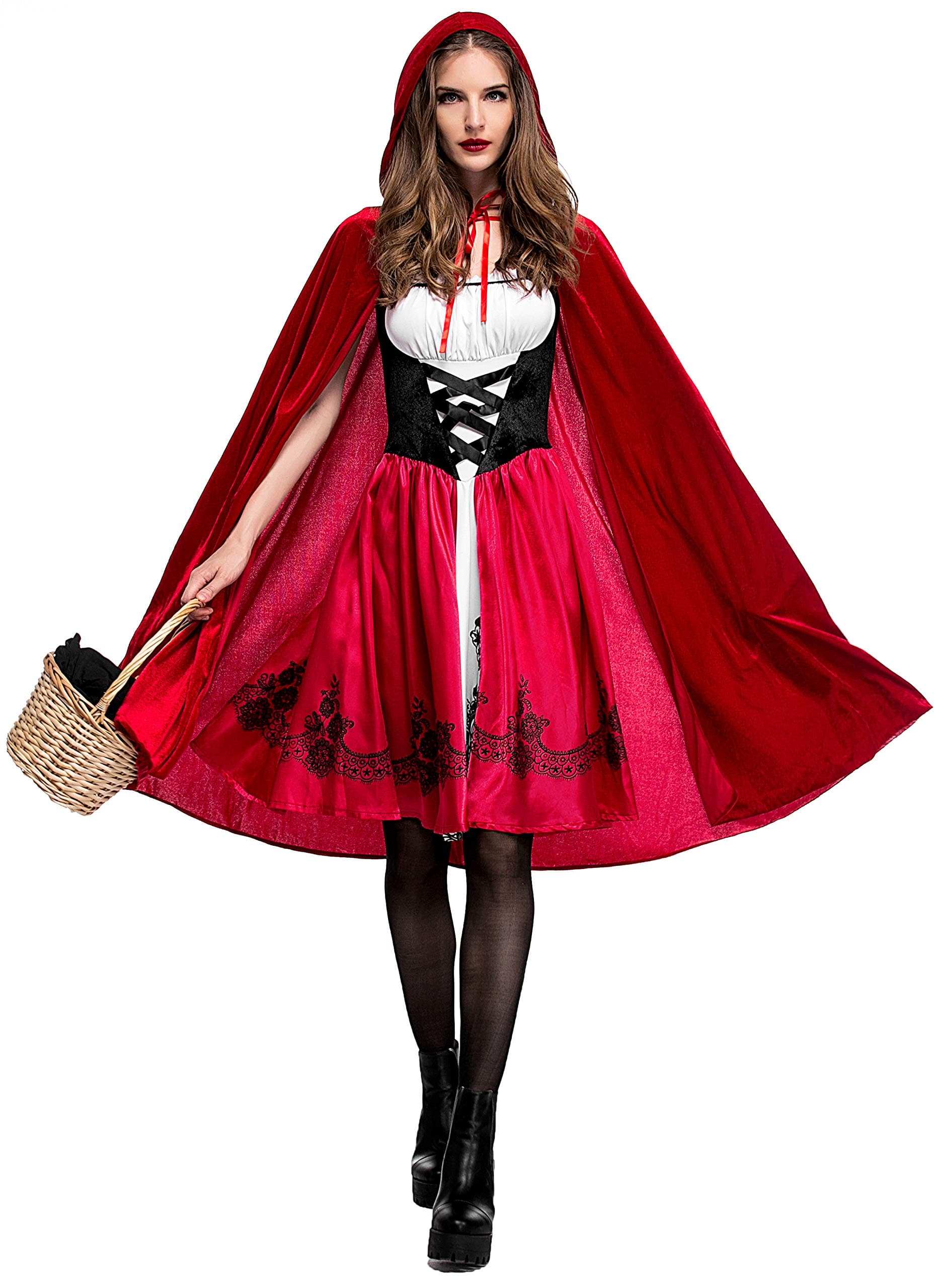Women's Little Red Riding Hood Costume Halloween Cloak Cosplay
