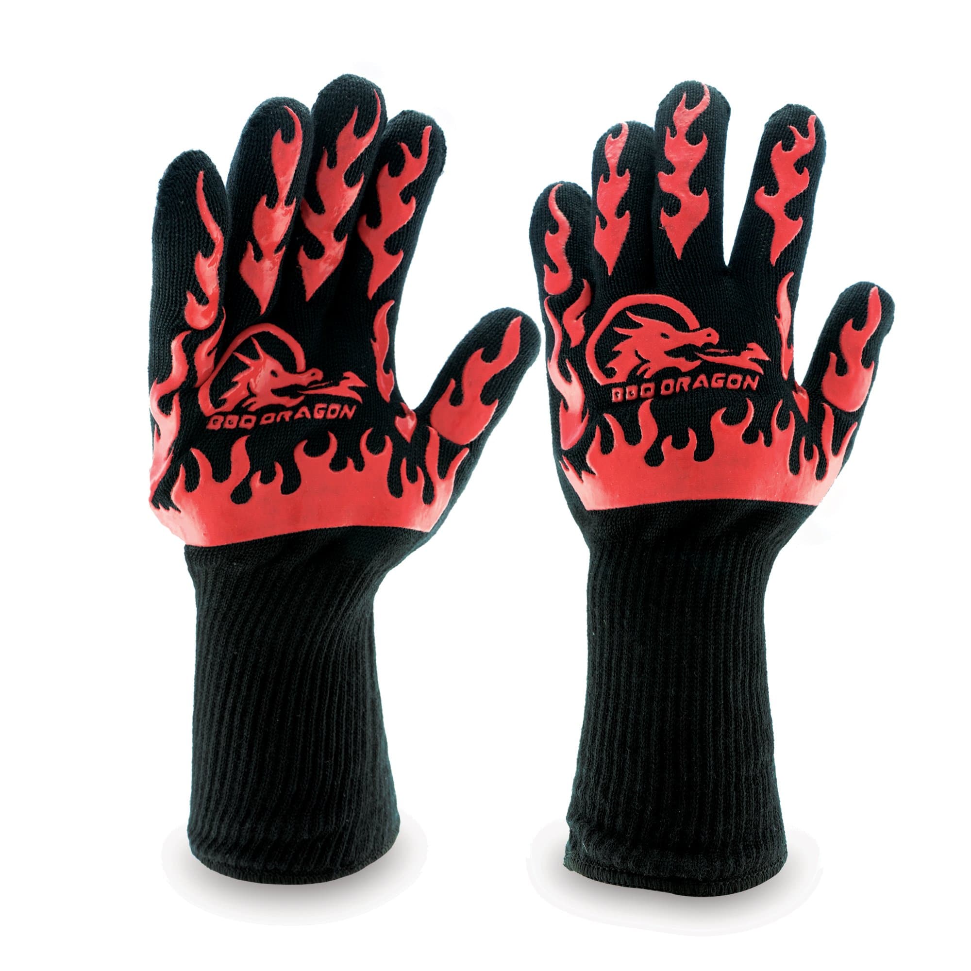 BBQ Dragon Heat Resistant Gloves - High Heat Gloves for Cooking, BBQ, Grilling, and Baking - Non-Slip Oven Gloves & Heat Proof Gloves - Certified Heat Gloves for Outdoor Grill & Kitchen Safety