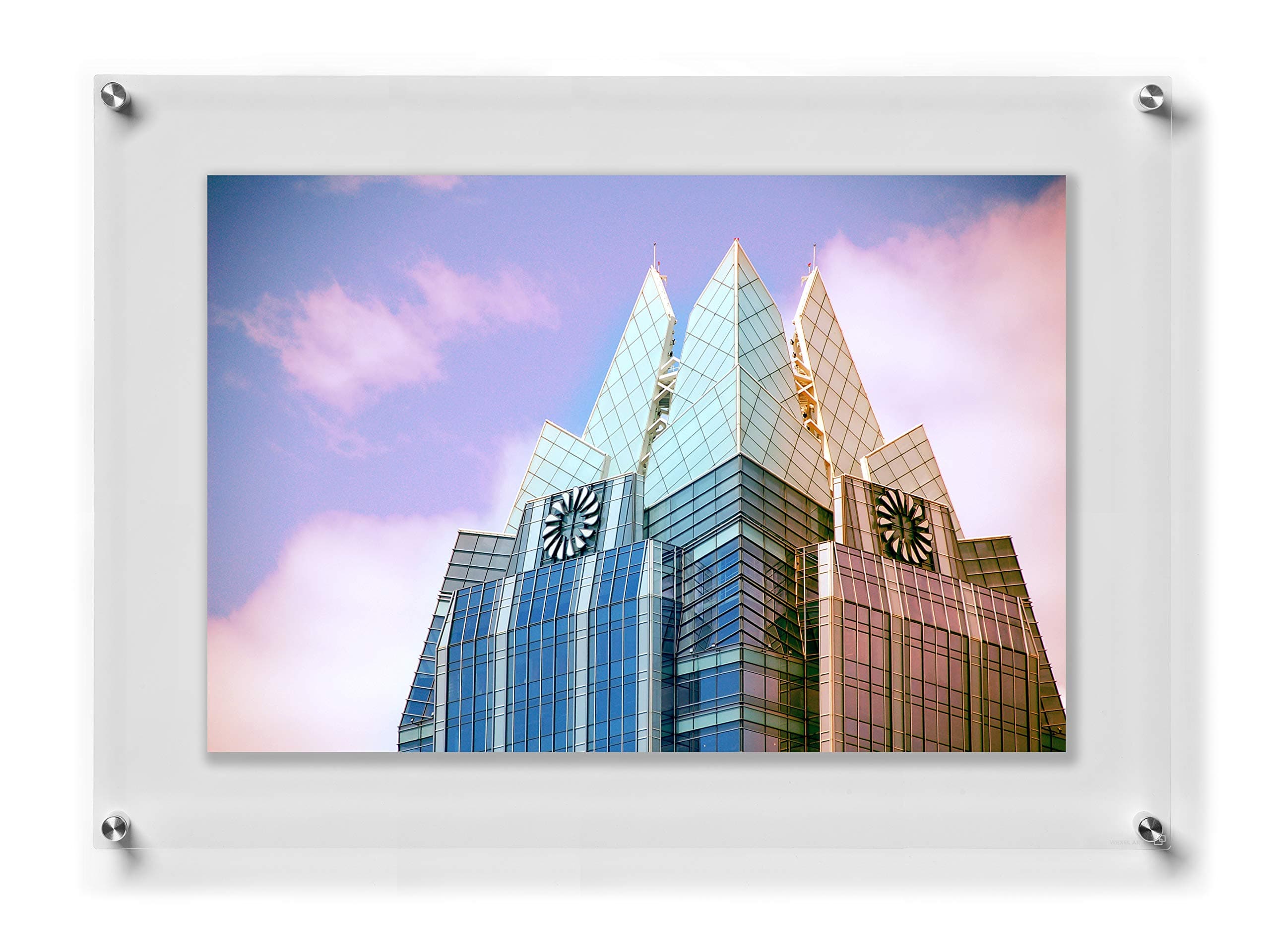 Wexel Art20x30 Double Panel Clear UV Grade Acrylic Floating Wall Frame - Transparent Display for Contemporary Art and Photos, Silver