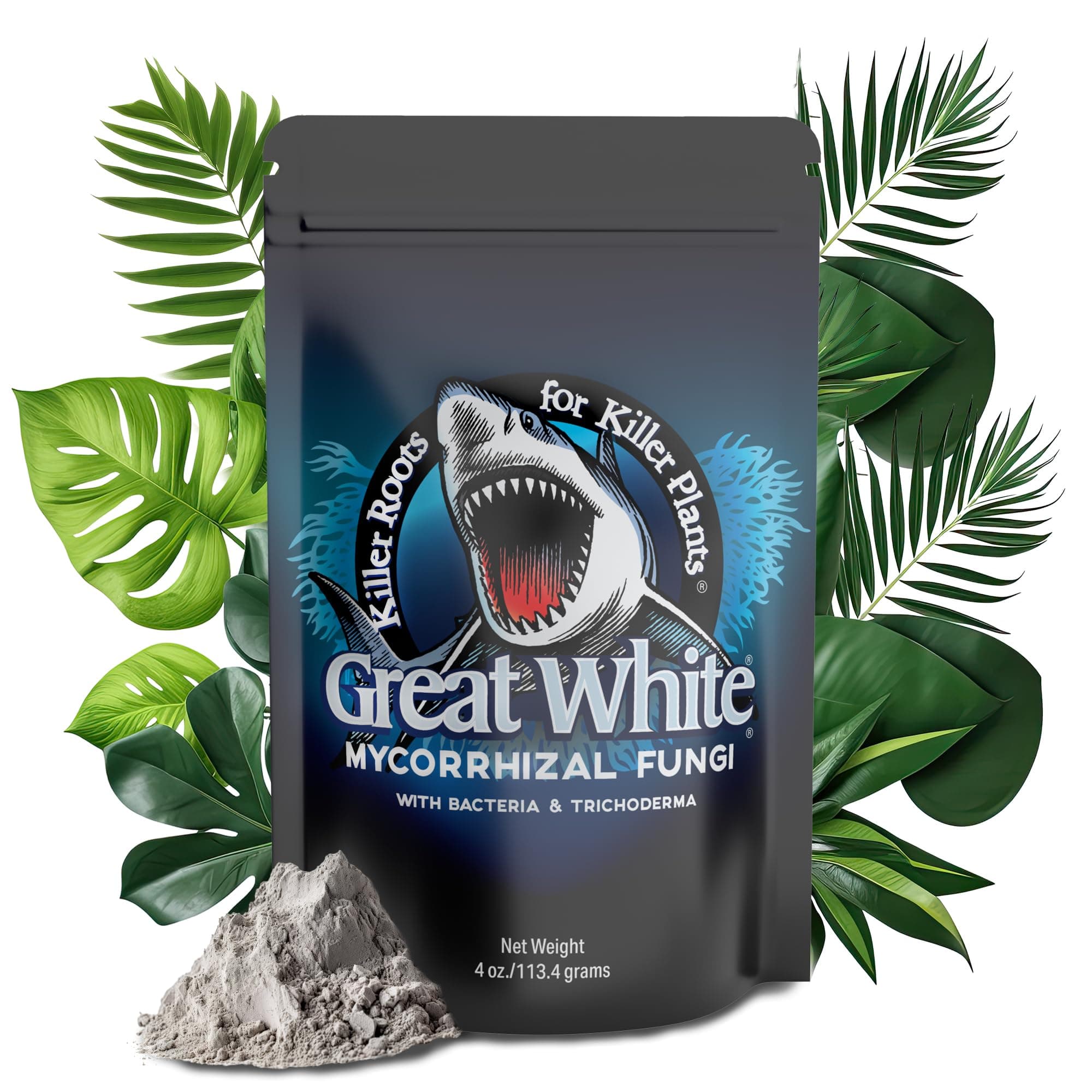 Great White Mycorrhizal Fungi 9-Strain 387 Spores/gram, 6 Million CFU/gram Bacteria, 2-Strains Trichoderma, Root Stimulator, Treats 4,000 Plants, Concentrated 3-in-1 Formula