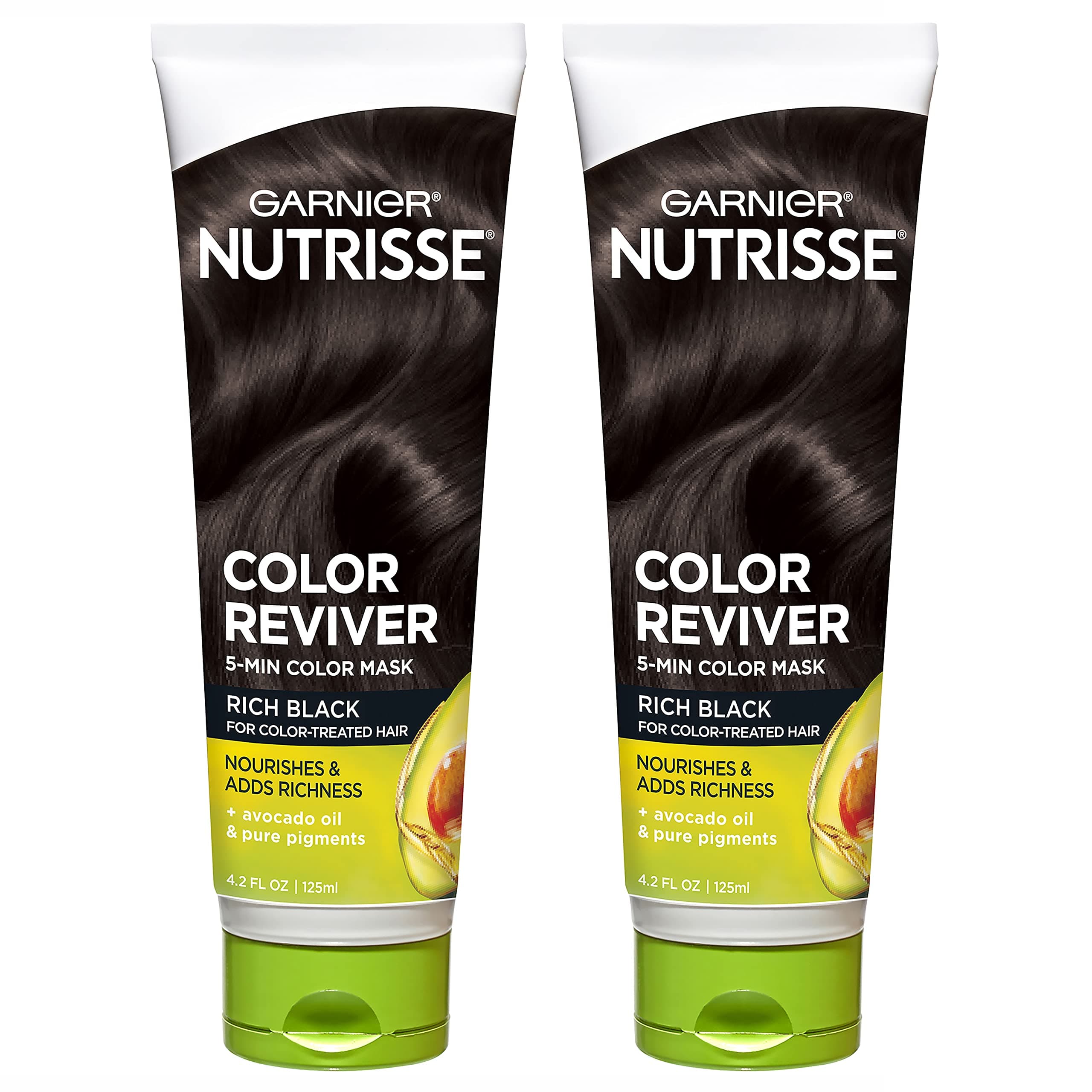 GarnierHair Color Nutrisse Color Reviver 5 MIN Color Mask, Rich Black for Color Treated Hair to Nourish & Adds Richness (For Black Hair), 4.2 Fl Oz, 2 Count (Packaging May Vary)