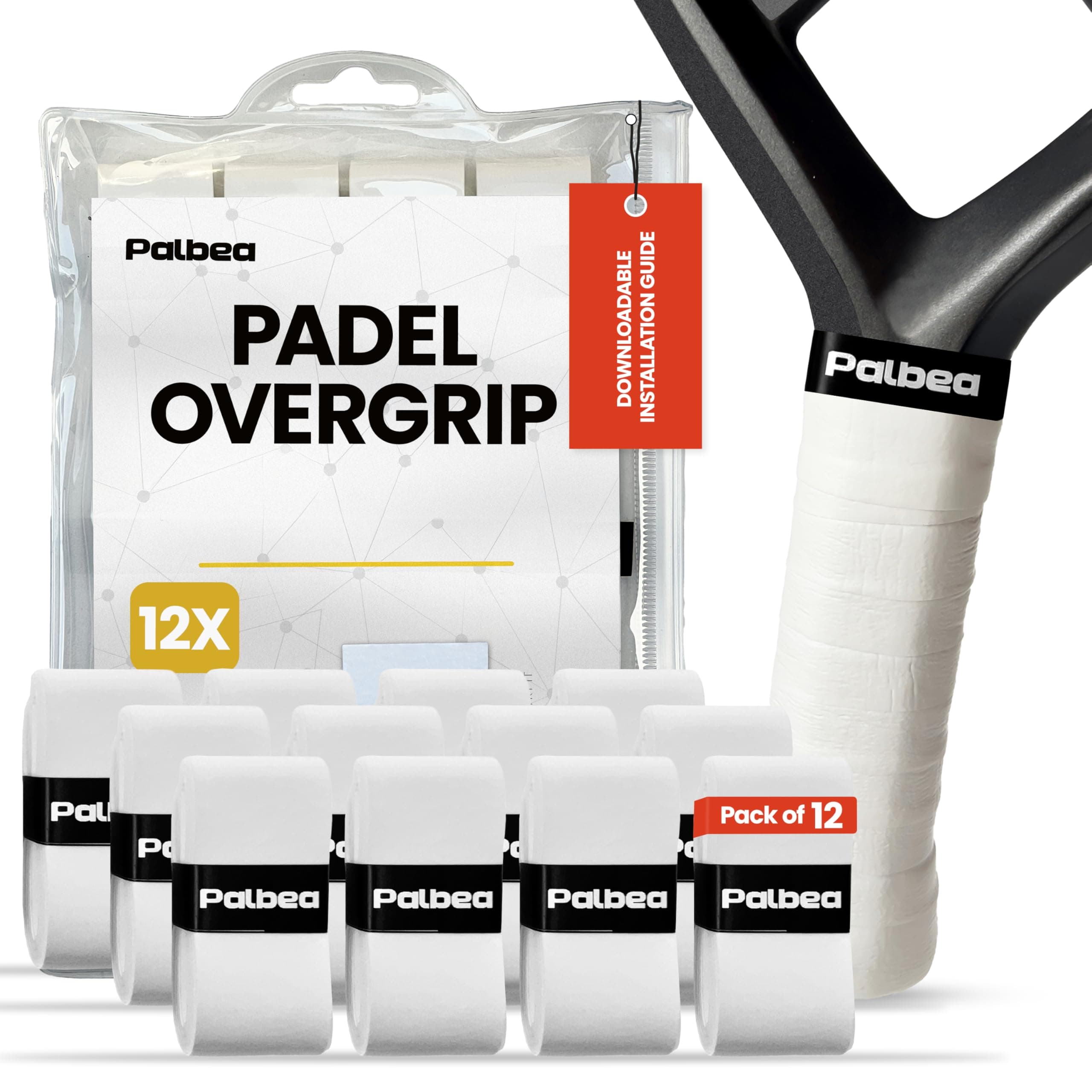Palbea Padel OverGrip & Tennis Grip - Pack 12.