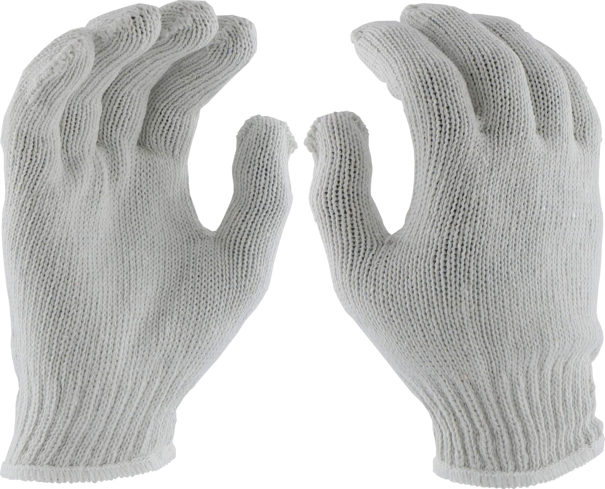 West Chester 30000 String Knit Gloves - Large, White, Workwear Gloves, Knit Wrist, Reversible Style