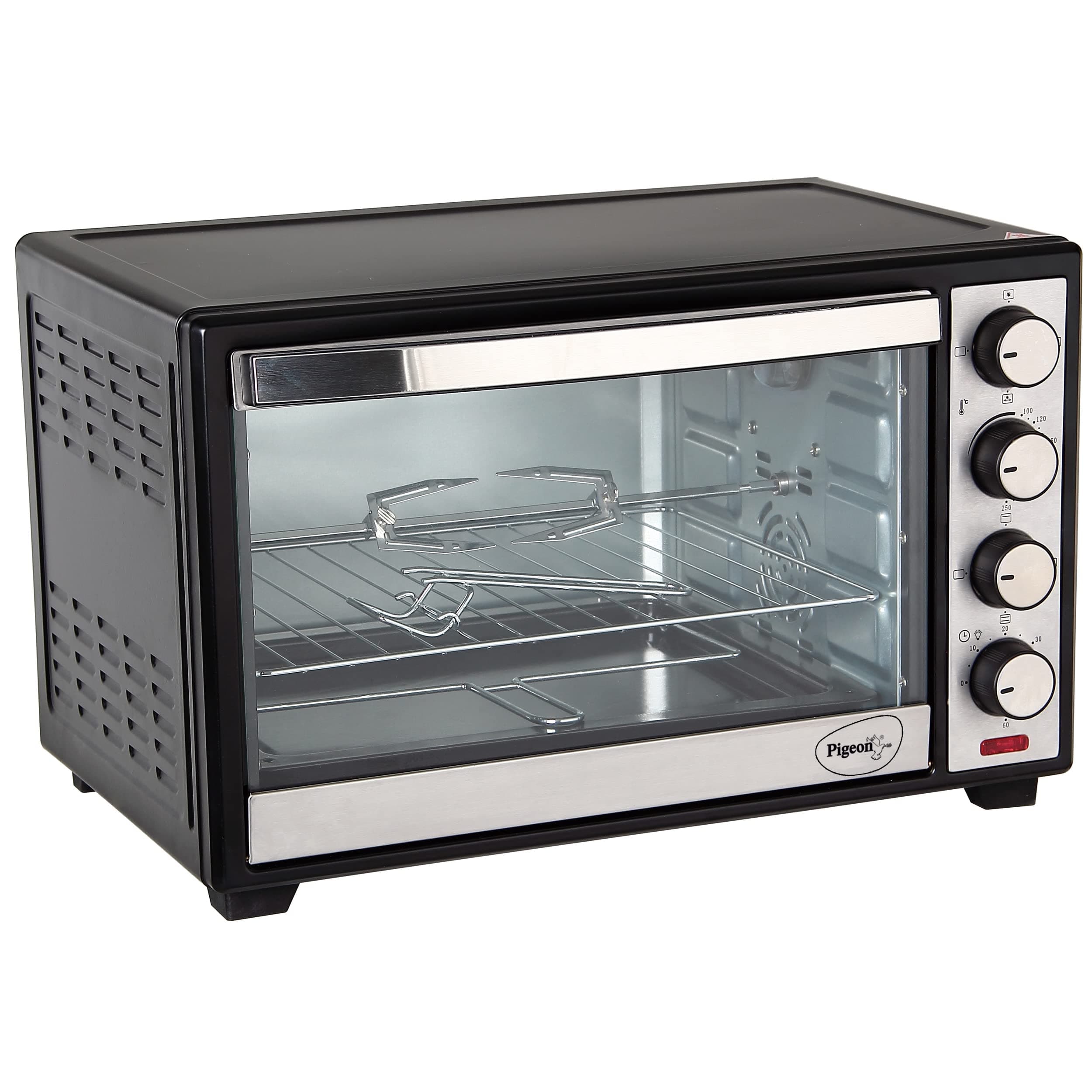 Pigeon Electric Oven Toaster Grill OTG Auto Shut-off with Motorised Rotisserie and Convection, with Illuminated Chamber (Black, 40 Liters)