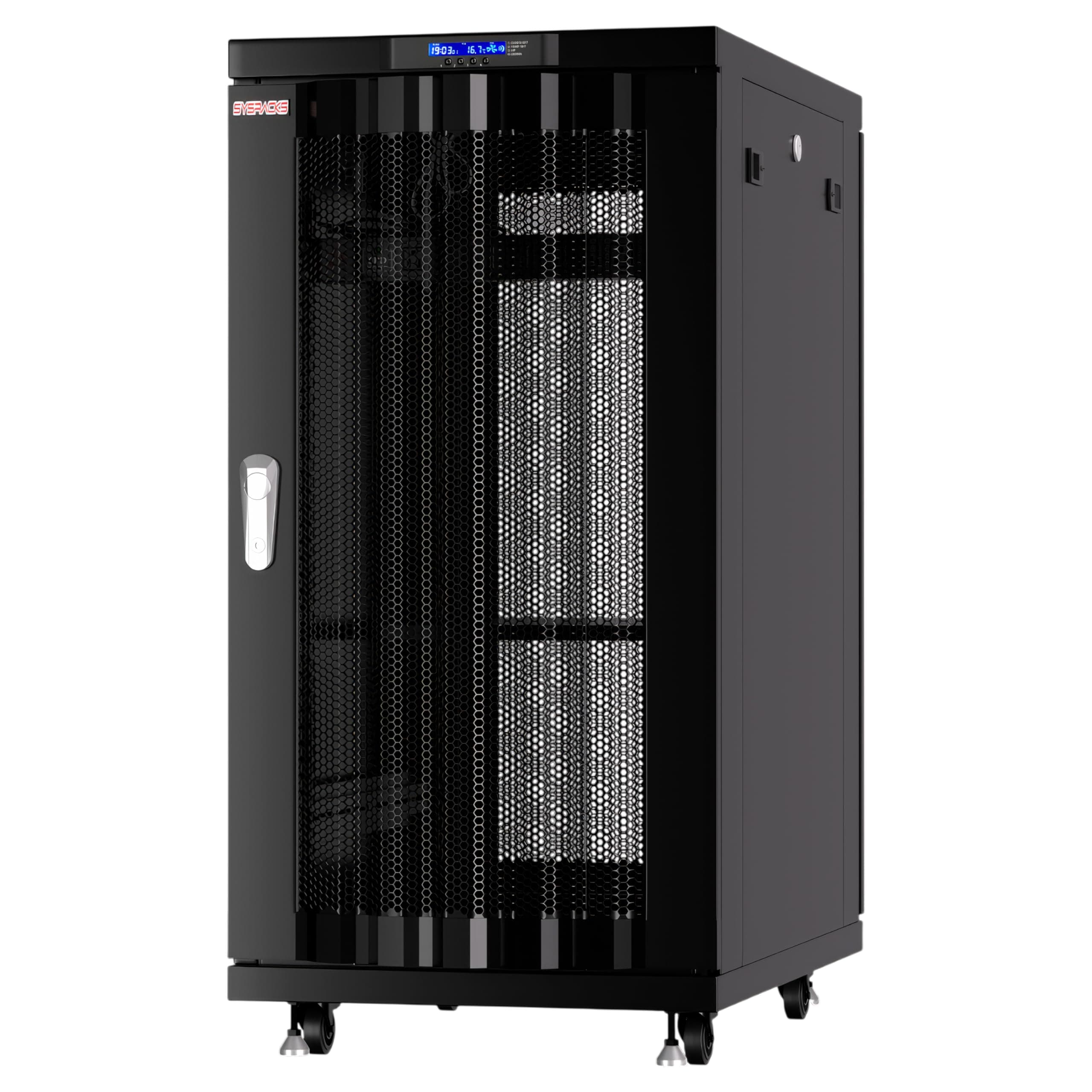 22U Server Rack Cabinet, 39” Deep 19” Floor Standing Network Enclosure, 1600 lb Capacity, 35” Rail Depth, Mesh Doors, 4 Fans, PDU, Shelf & Mounting Hardware