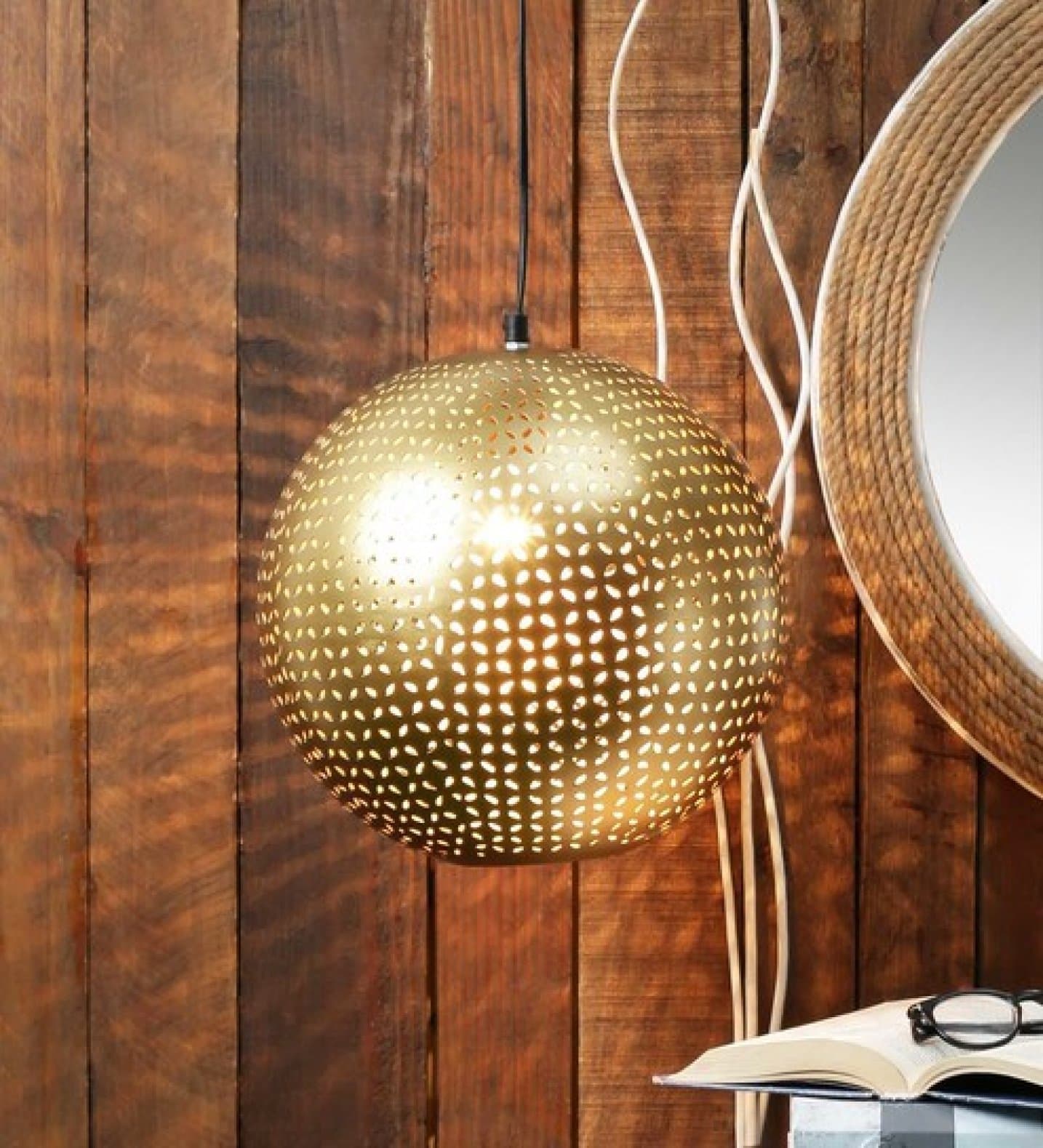 The Brighter Side Arine Etched Metal Ball Pendant Lighy