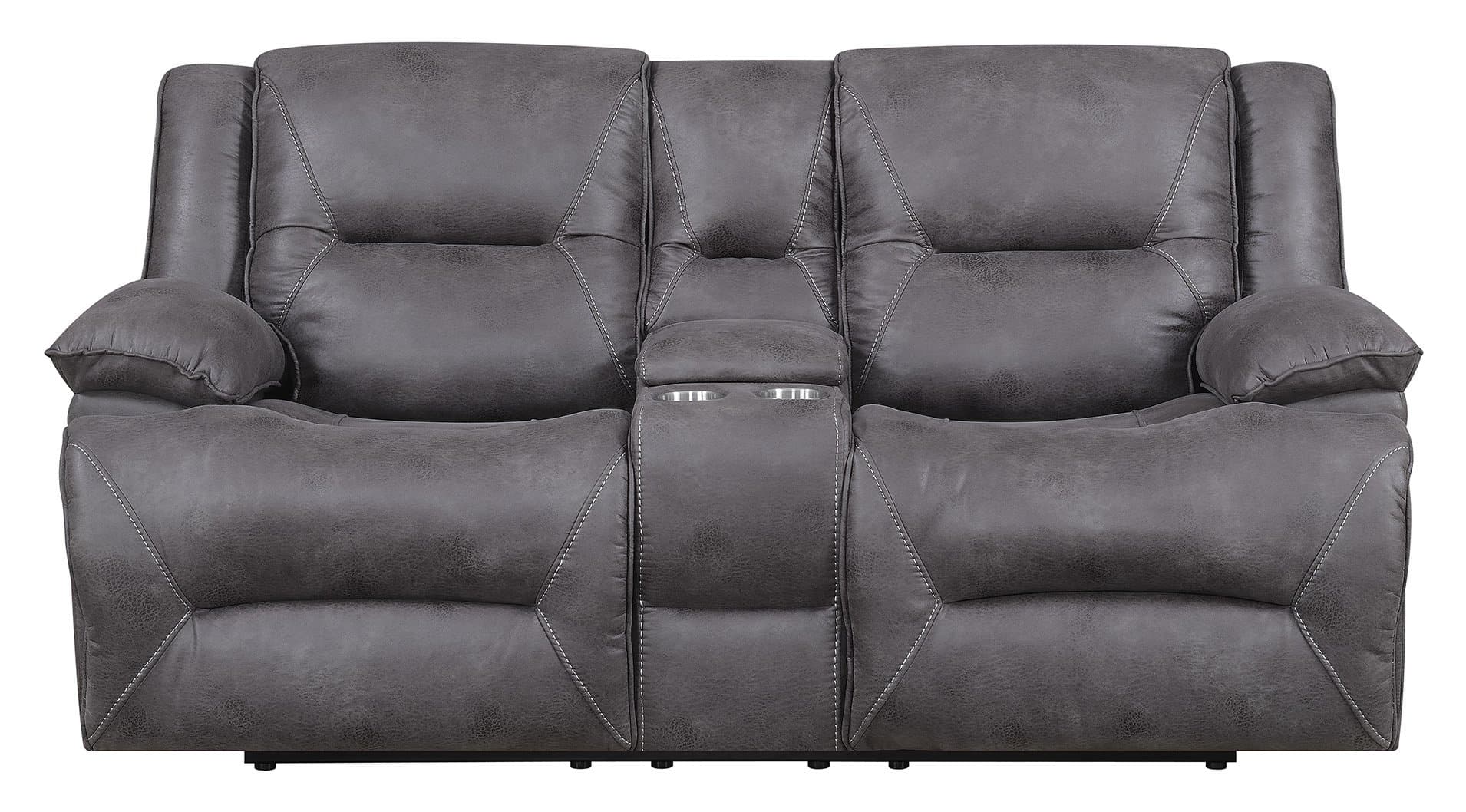 Everly Reclining Love Seat, 80.5" x 38" x 40.5", Grey with subtle brown undertones