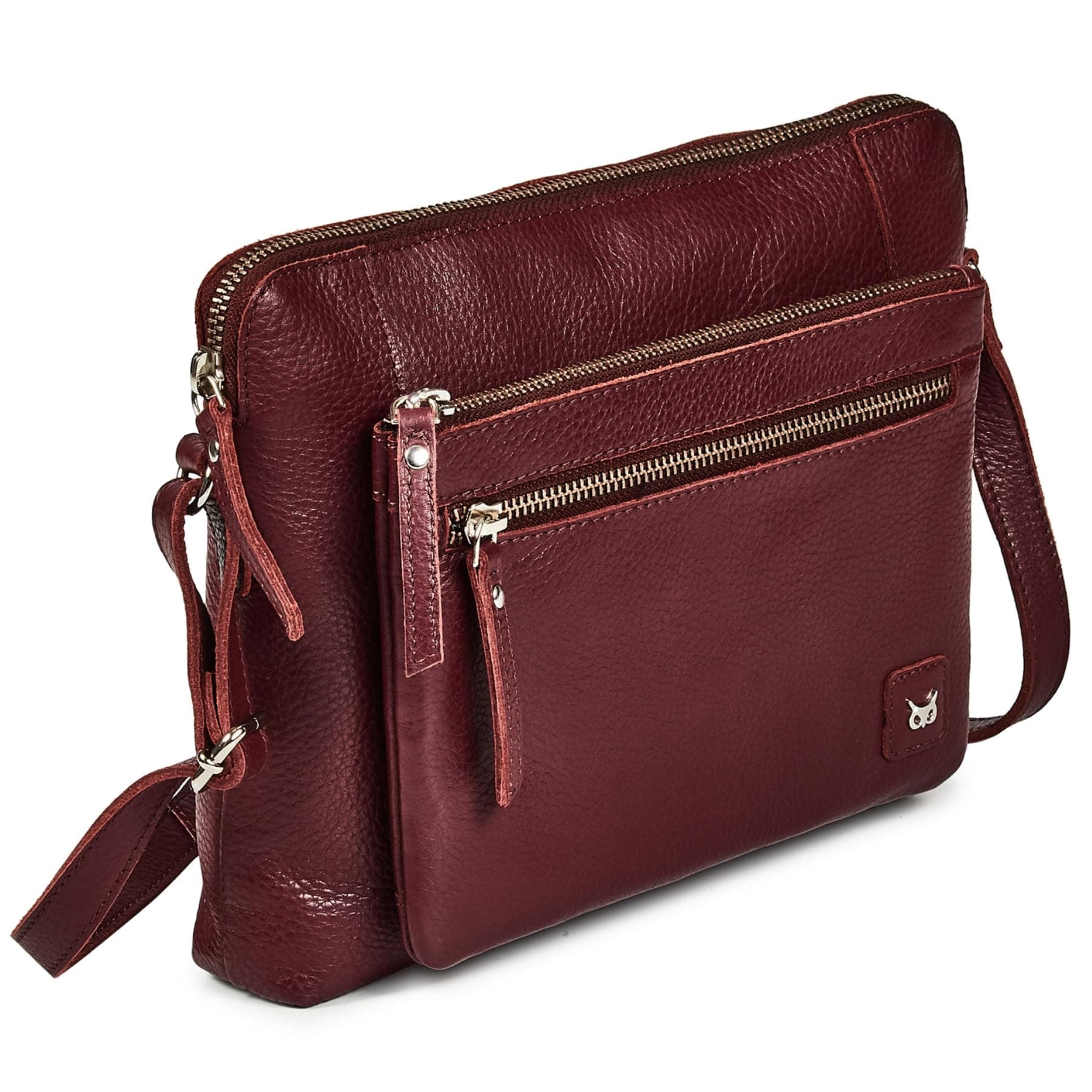 Leather Crossbody Bags for Women Small Soft Genuine Pebbled Sling Shoulder Handbag Crossover Purse with Full Adjustable Strap (Burgundy Nappa)