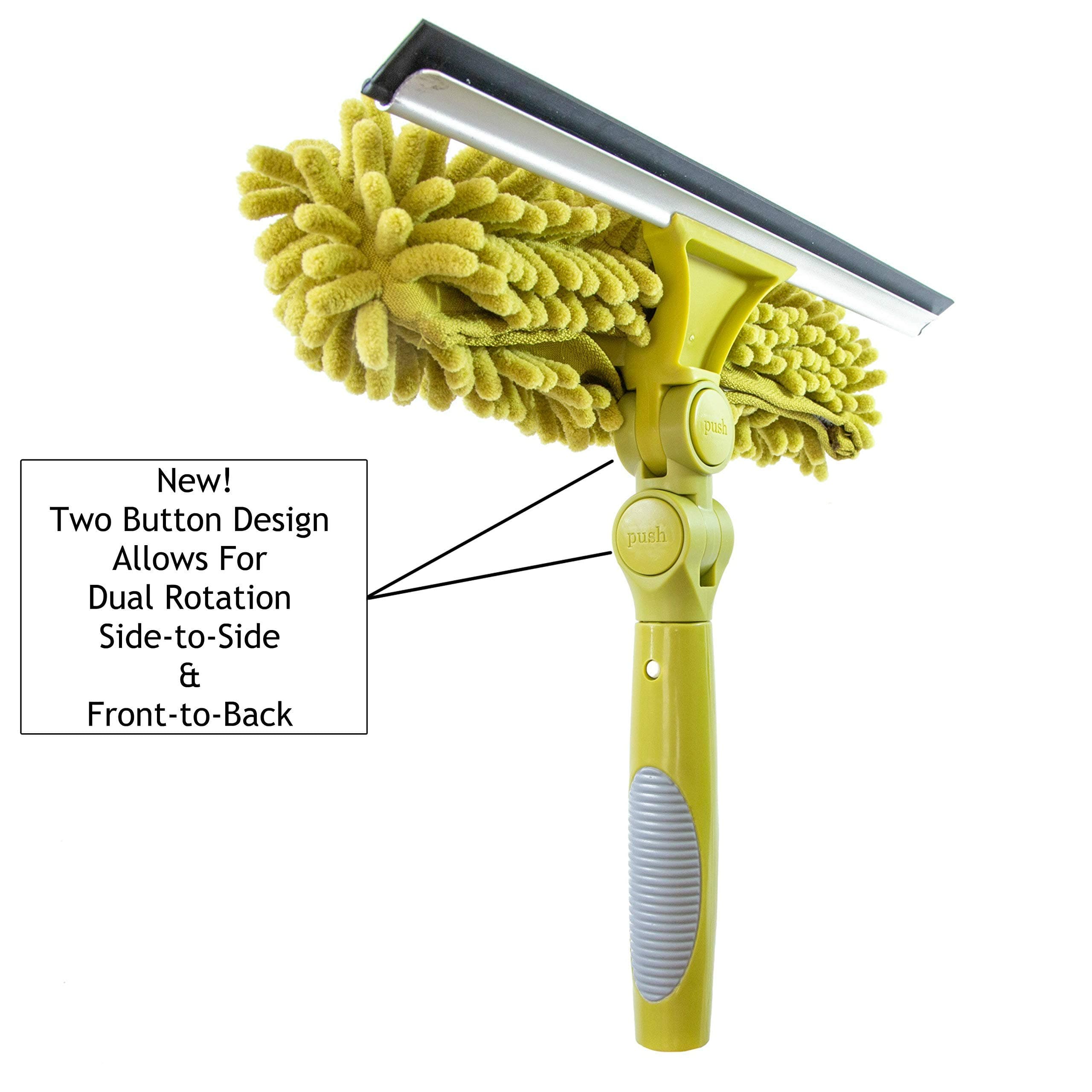 DocaPole Window Squeegee + Scrubber Combo Attachment (w/ 3 Squeegee Blades) for Window Cleaning // Dual-Rotation Multi-Angle Window Washer Accessory for Extension Pole // DocaPole Attachment