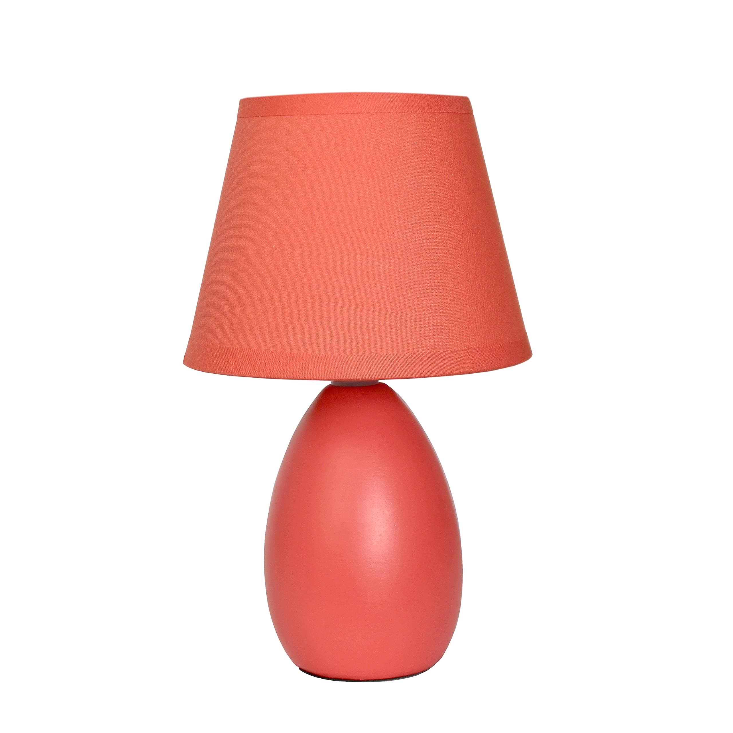 LT2009-ORG Mini Bedside Small Oval Egg Ceramic Table Lamp, Orange