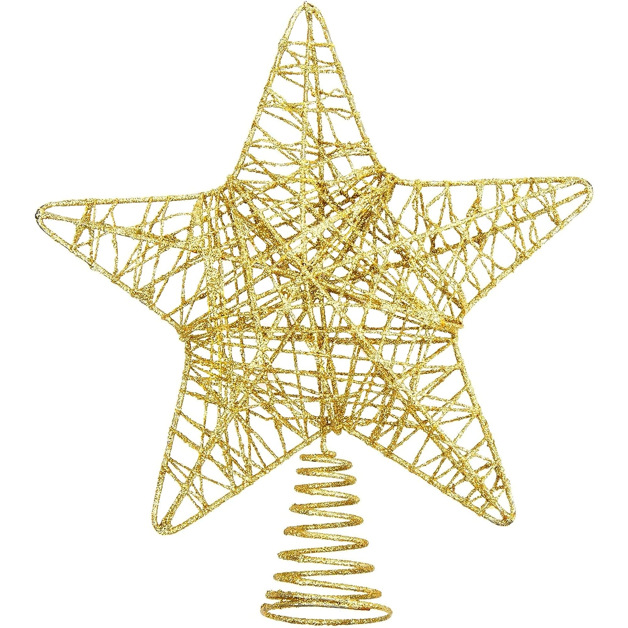 Gold Star Christmas Tree Topper Decoration Christmas Tree Gold Star Decorations Glitter Stars for Xmas Tree Festive Decs
