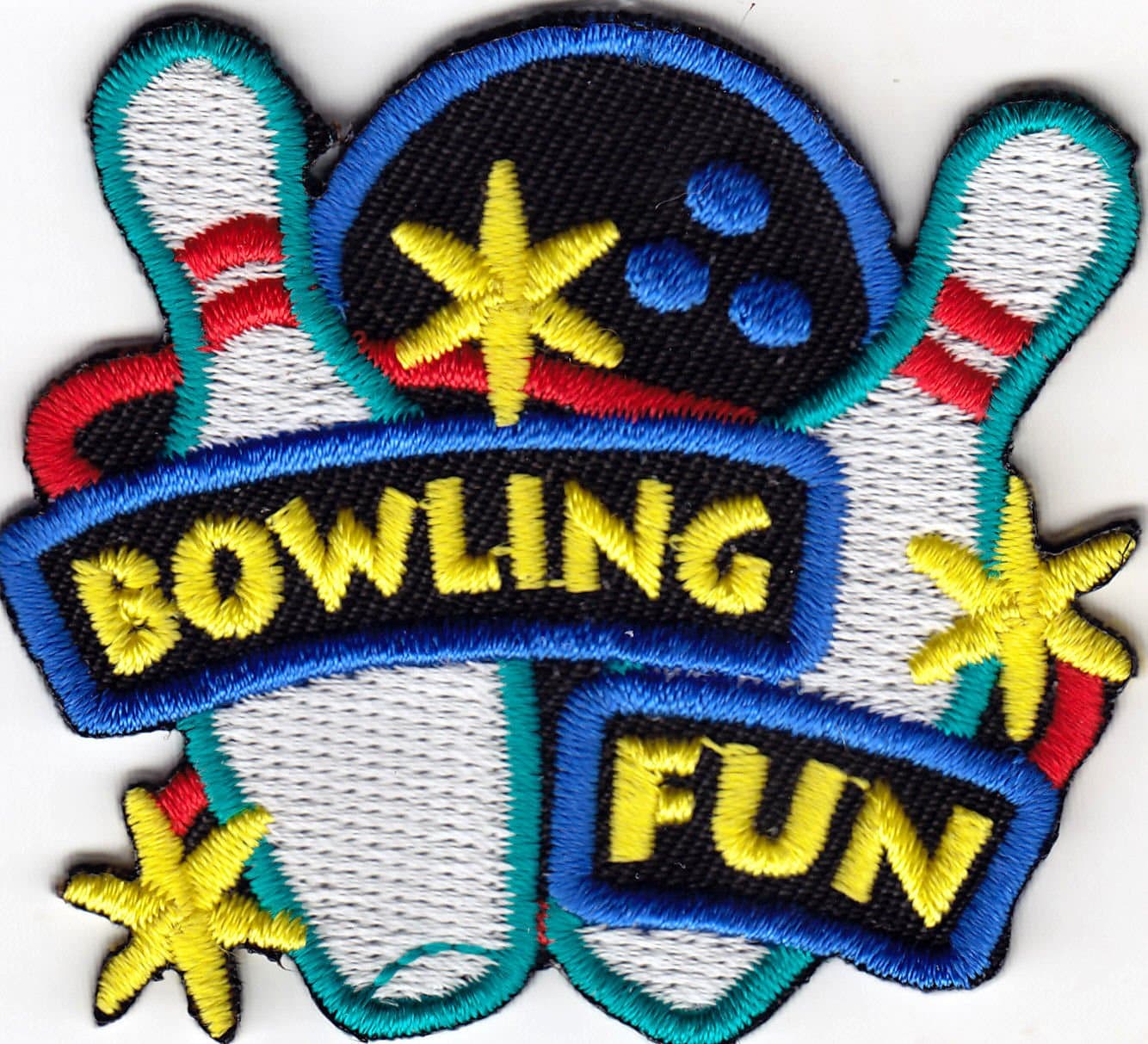 DKAORU BOWLING FUN" - GAMES - BOWLER - BOWL - SPORTS - Iron On Embroidered Applique
