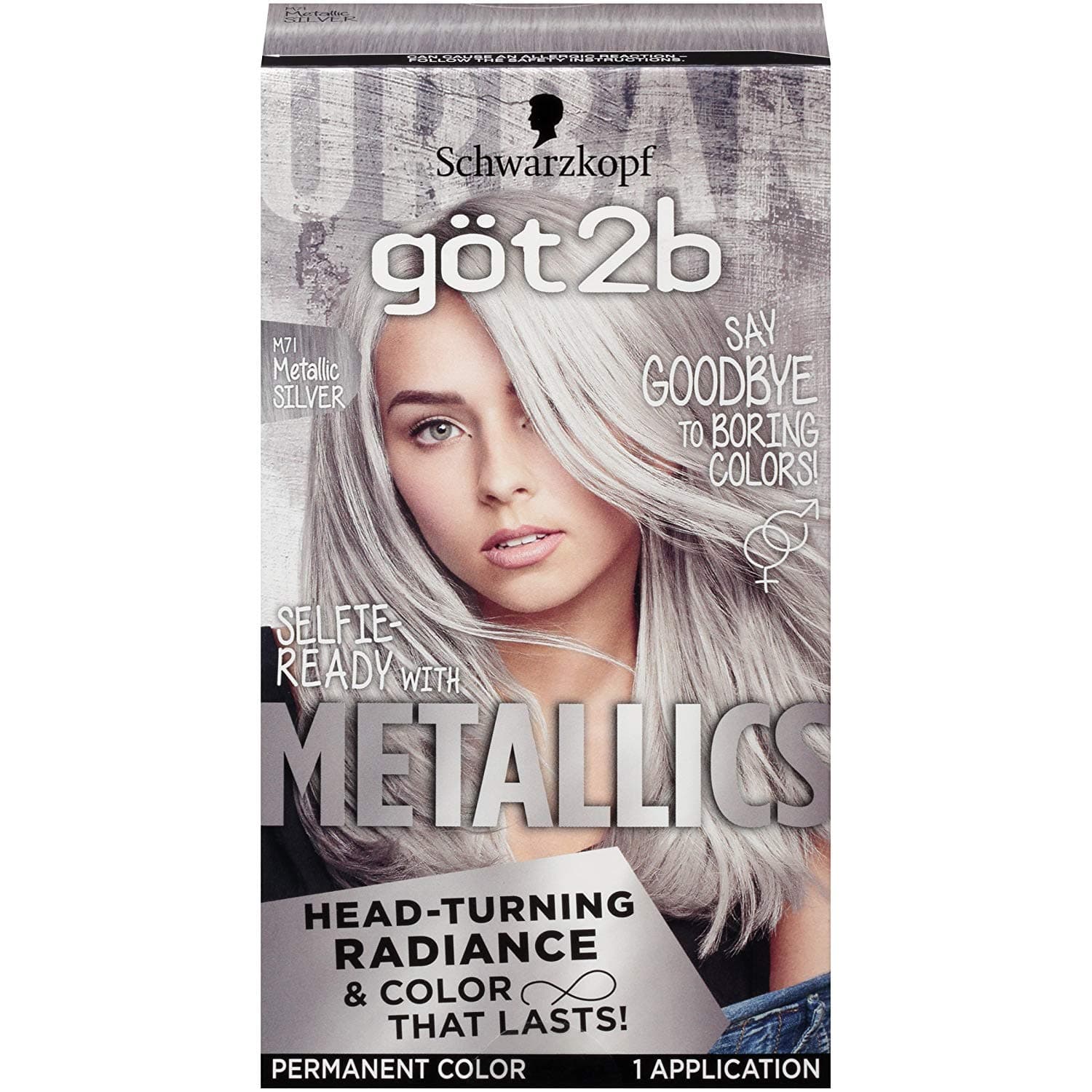 Got2b Metallic Permanent Hair Color, M71 Metallic Silver (Pack of 2)