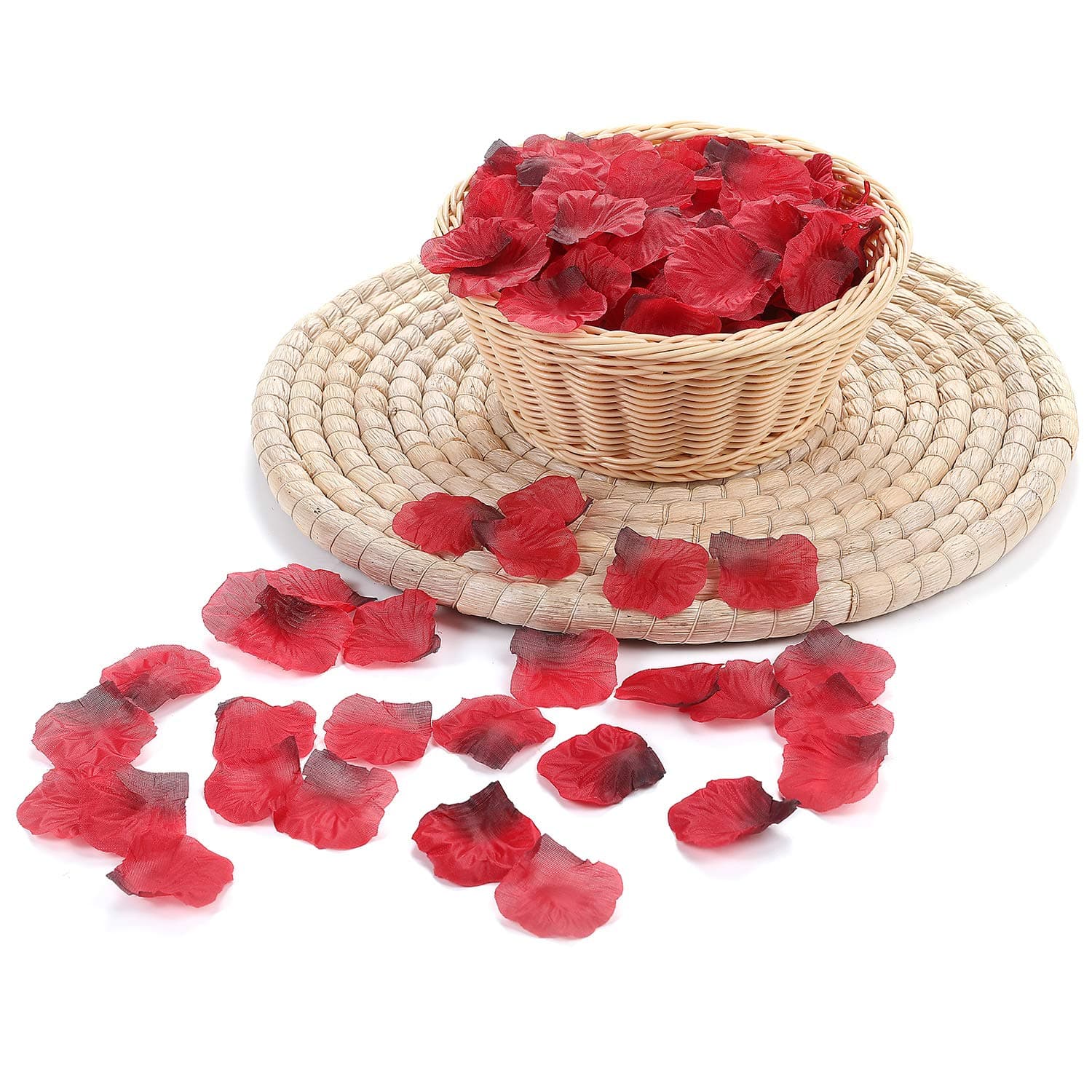 2000 PCS Dark Red Silk Rose Petals Artificial Flower Wedding Party Flower Decoration for Romantic Night Valentine Day (Dark Red, 2000 pcs)