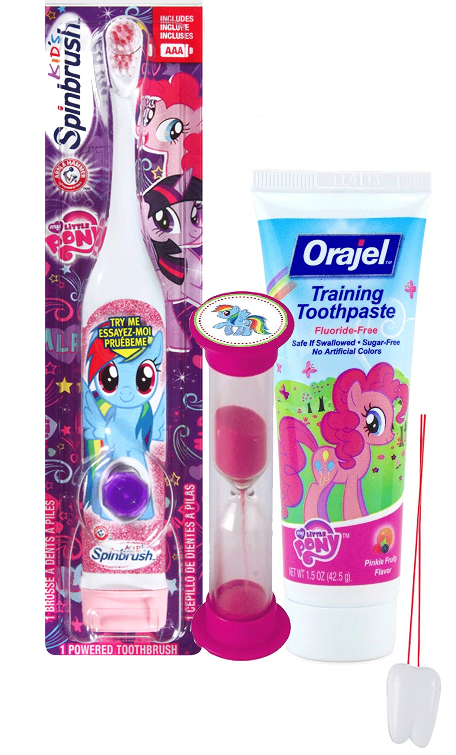 Assorted Girl's Bright Smile Oral Hygeine Bundles! All Your Favorite Characters! (3 Piece, MLP-Rainbow Dash)