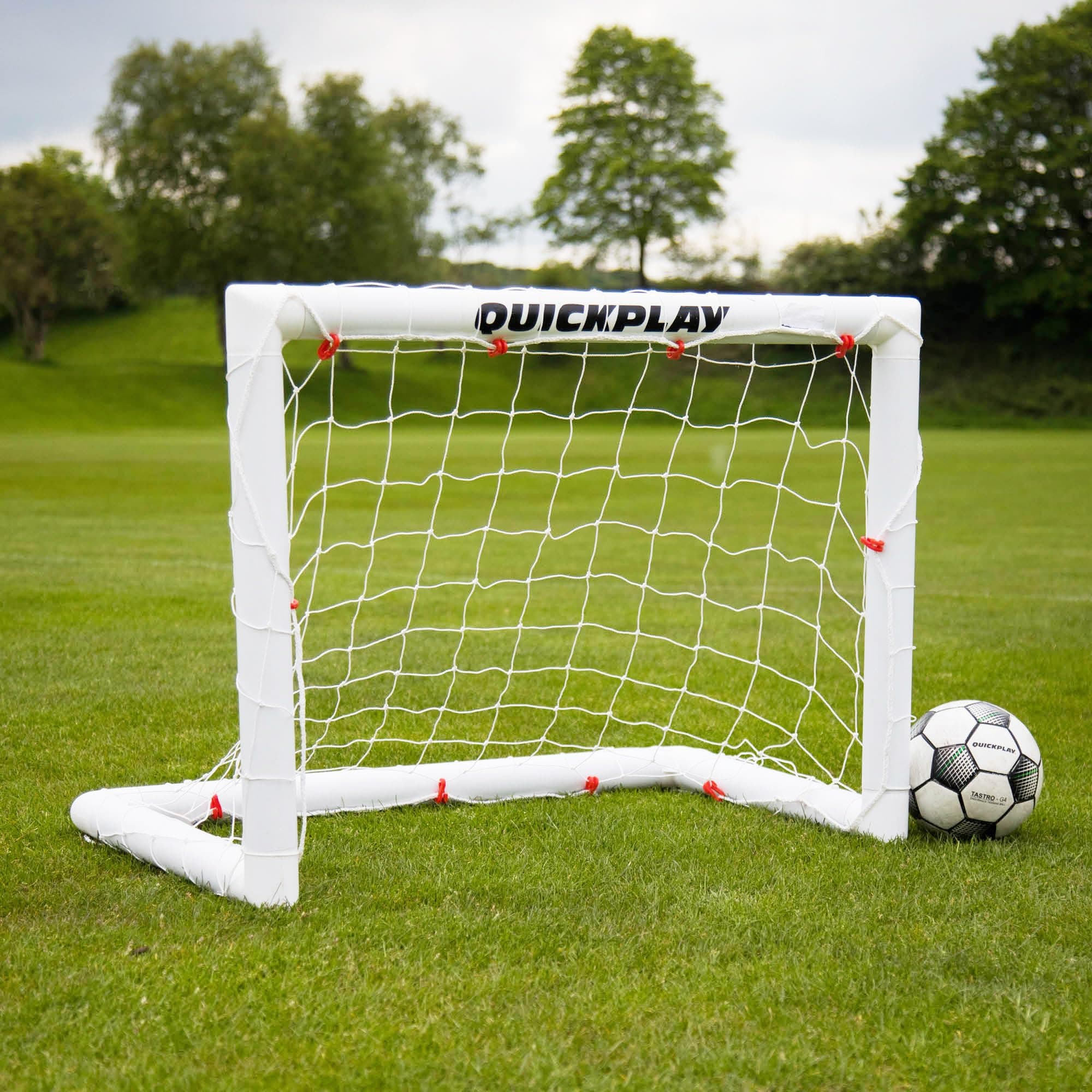 Q-Fold Soccer Goal | 30-Second Folding Design for Easy Setup | Portable & Weatherproof uPVC Soccer Goal for Backyard | Durable Post for Adults & Kids