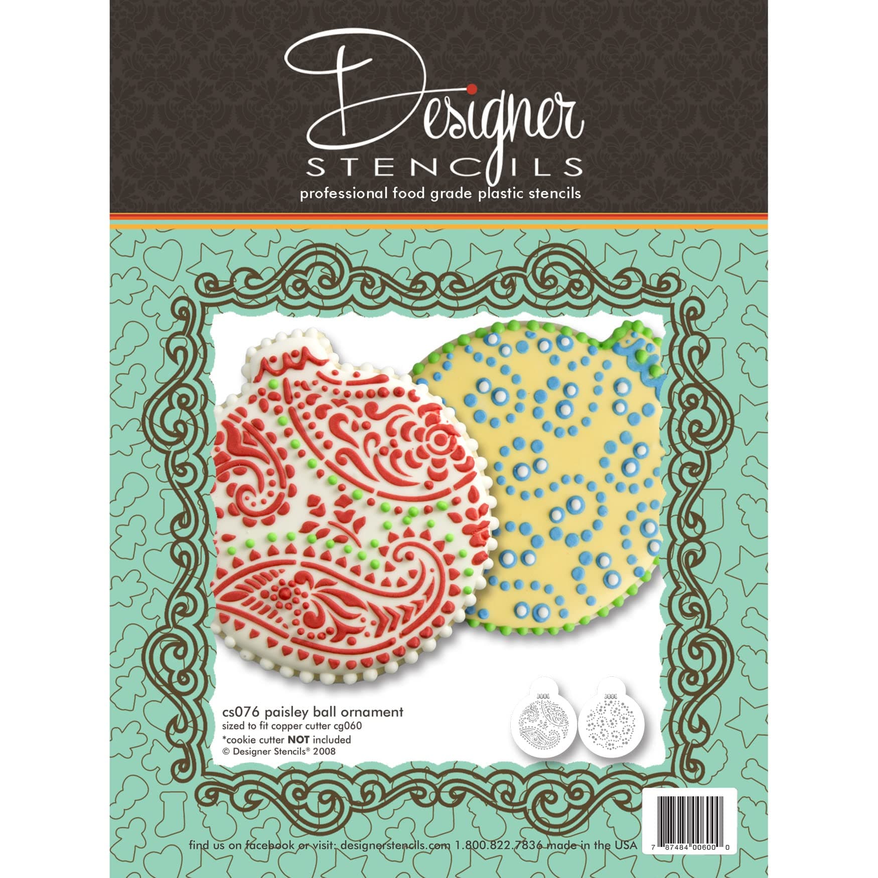 Paisley and Circles Christmas Ball Ornament by Designer Stencils