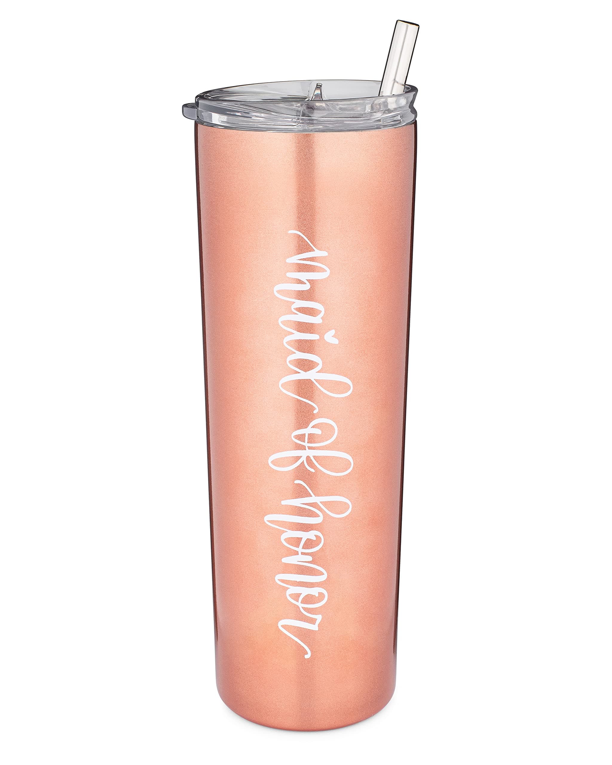 Maid of Honor Skinny Tumbler – 20oz Vacuum Insulated Stainless Steel, Personalized Bridal Party Gift, Keeps Drinks Hot or Cold, Perfect Wedding Day, Bachelorette Party, or Bridal Shower Gift