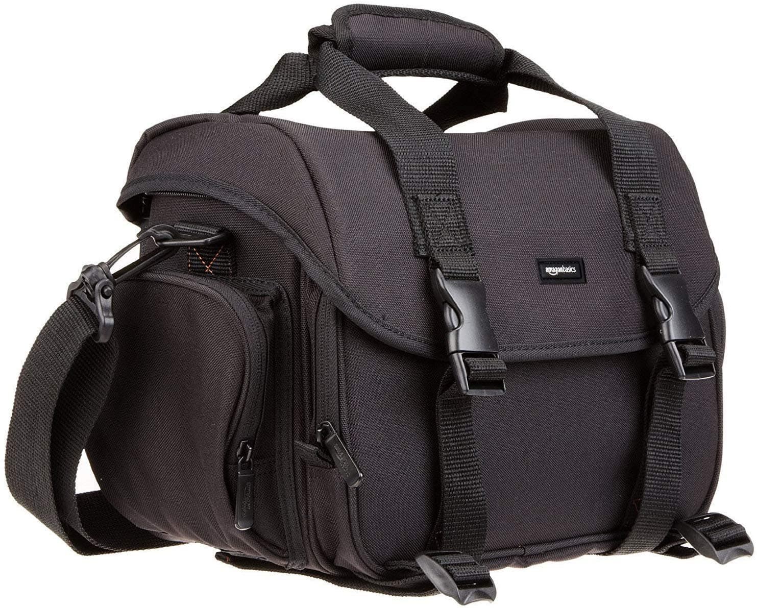 Large DSLR Gadget Bag for Camera Storage with Shoulder Strap, Black with Grey Interior