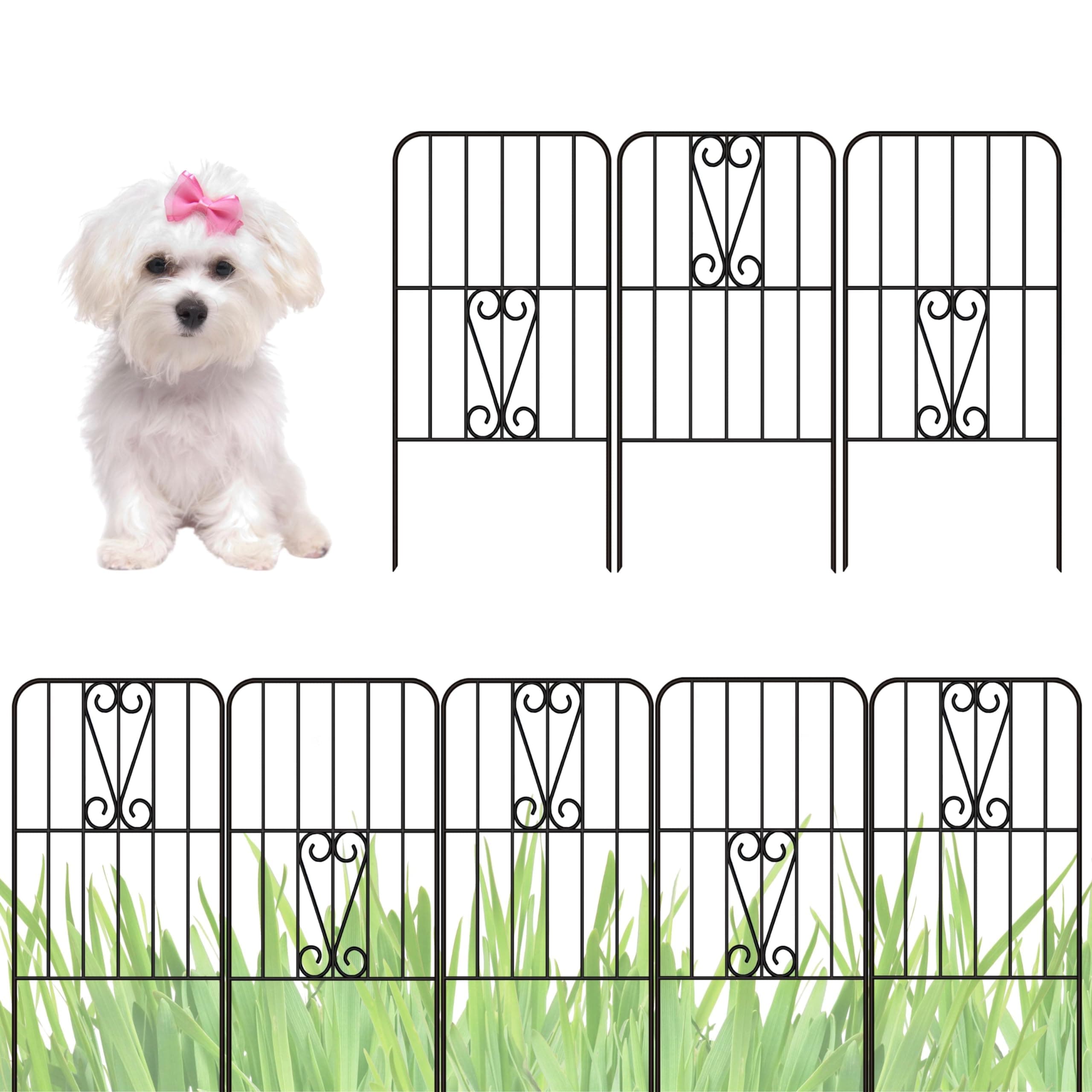 ShopLaLaGarden Fence Animal Barrier Decorative Border (10 Panels), 12in(L) x 24in(H) Rustproof Metal Wire Fencing Flower Edging for Landscape Patio Yard Outdoor Decor No Dig, Black Fences for Dogs
