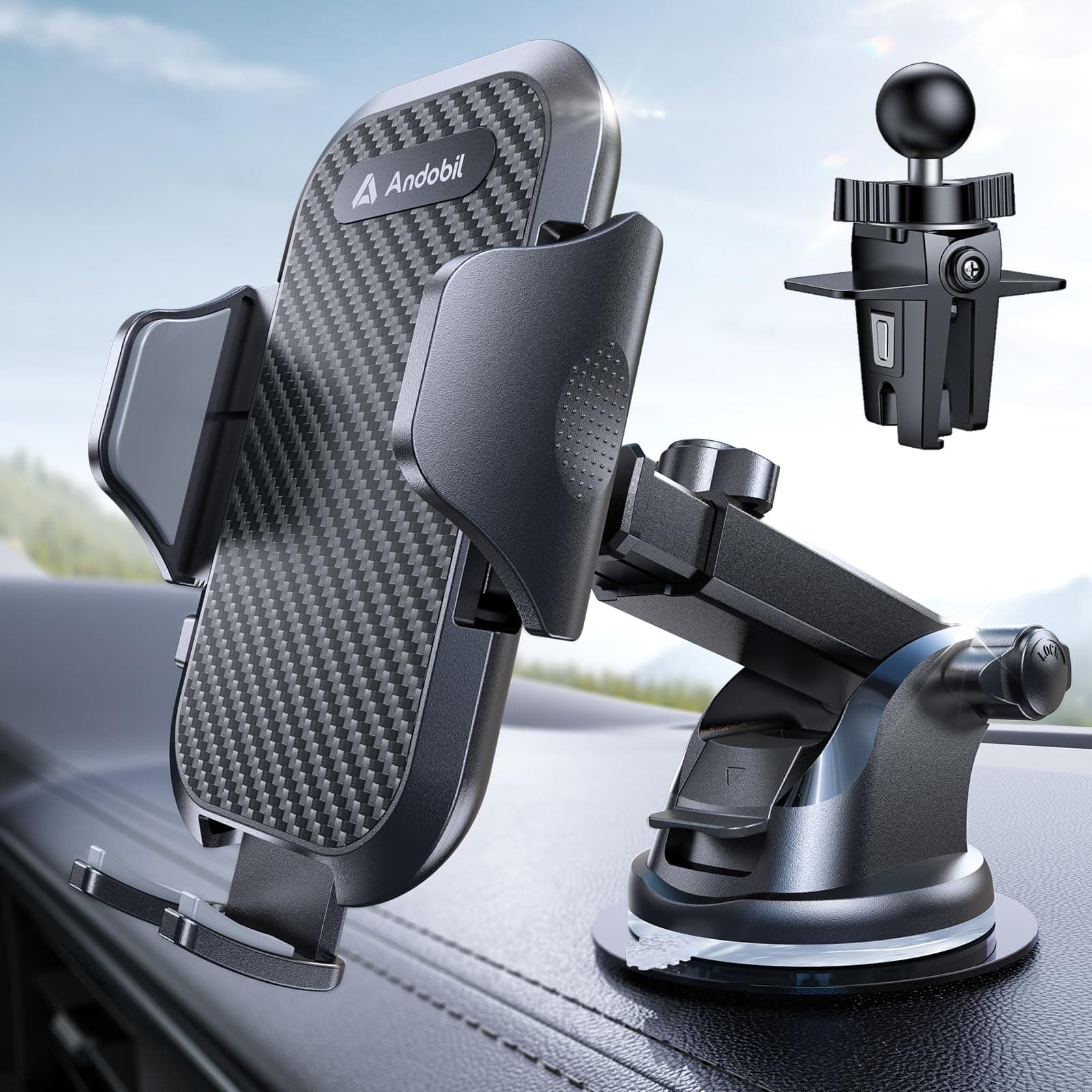 Car Phone Holder, 2025 Military-Grade 85lbs Strongest Suction Phone Holders for Your Car Dashboard/Windshield/Vent Easy Clamp Cellphone Holder Truck Stand for iPhone 16 15 14 Pro Max Samsung