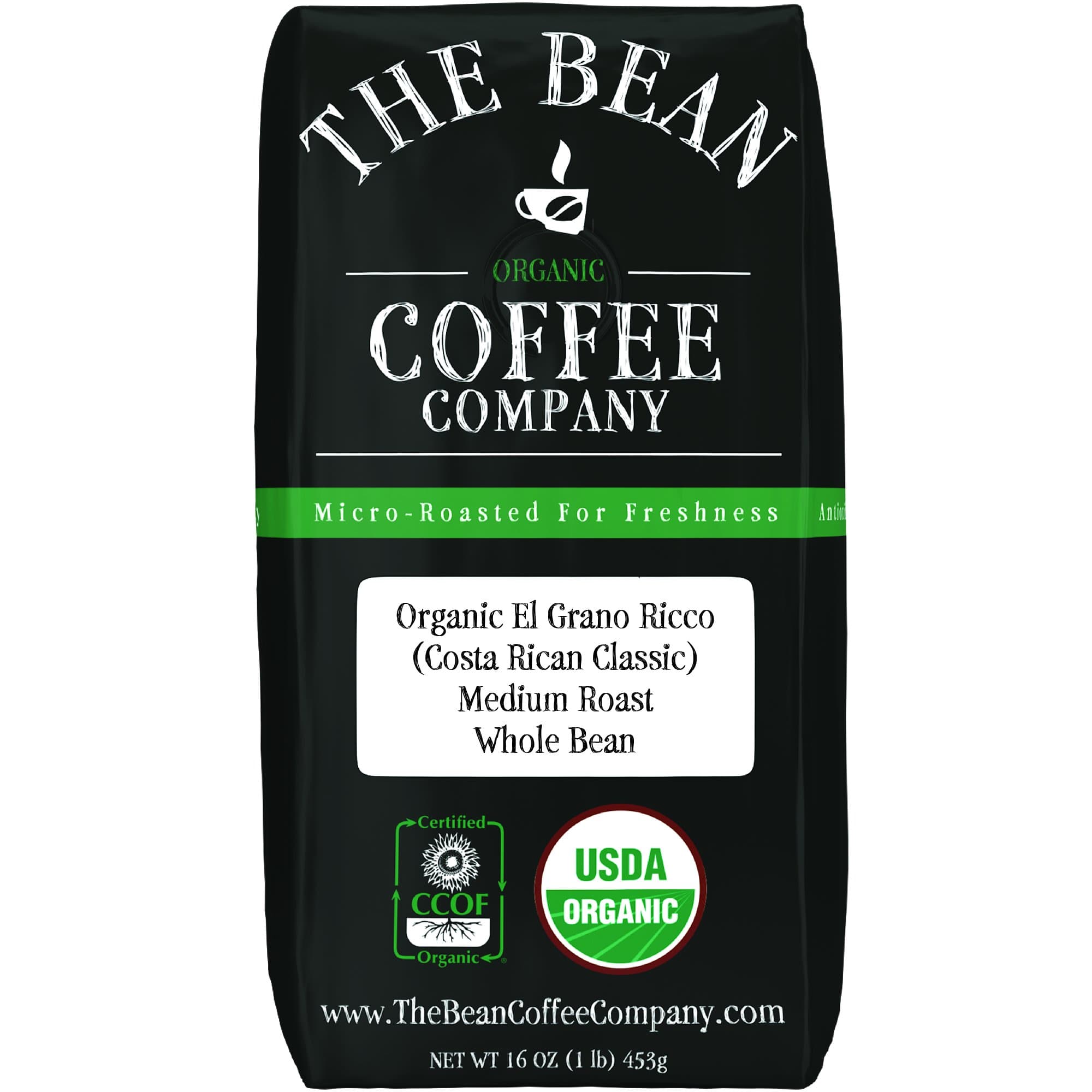 The Bean Coffee Company Organic Central America, Medium Roast, Whole Bean, 16-Ounce Bag