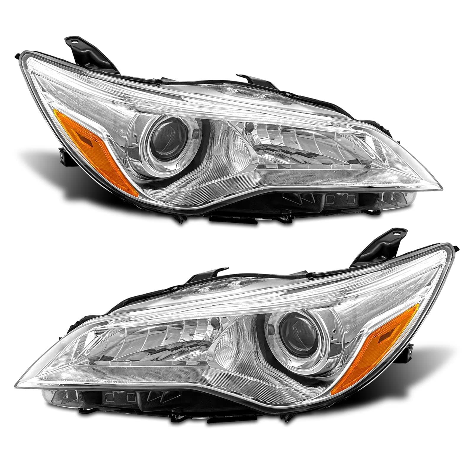 2015 2016 2017 Camry Headlight Assembly Headlights for 2015-2017 Toyota Camry Headlamp Replacement Left and Right - Chrome Housing Pair(W/O Bulbs)