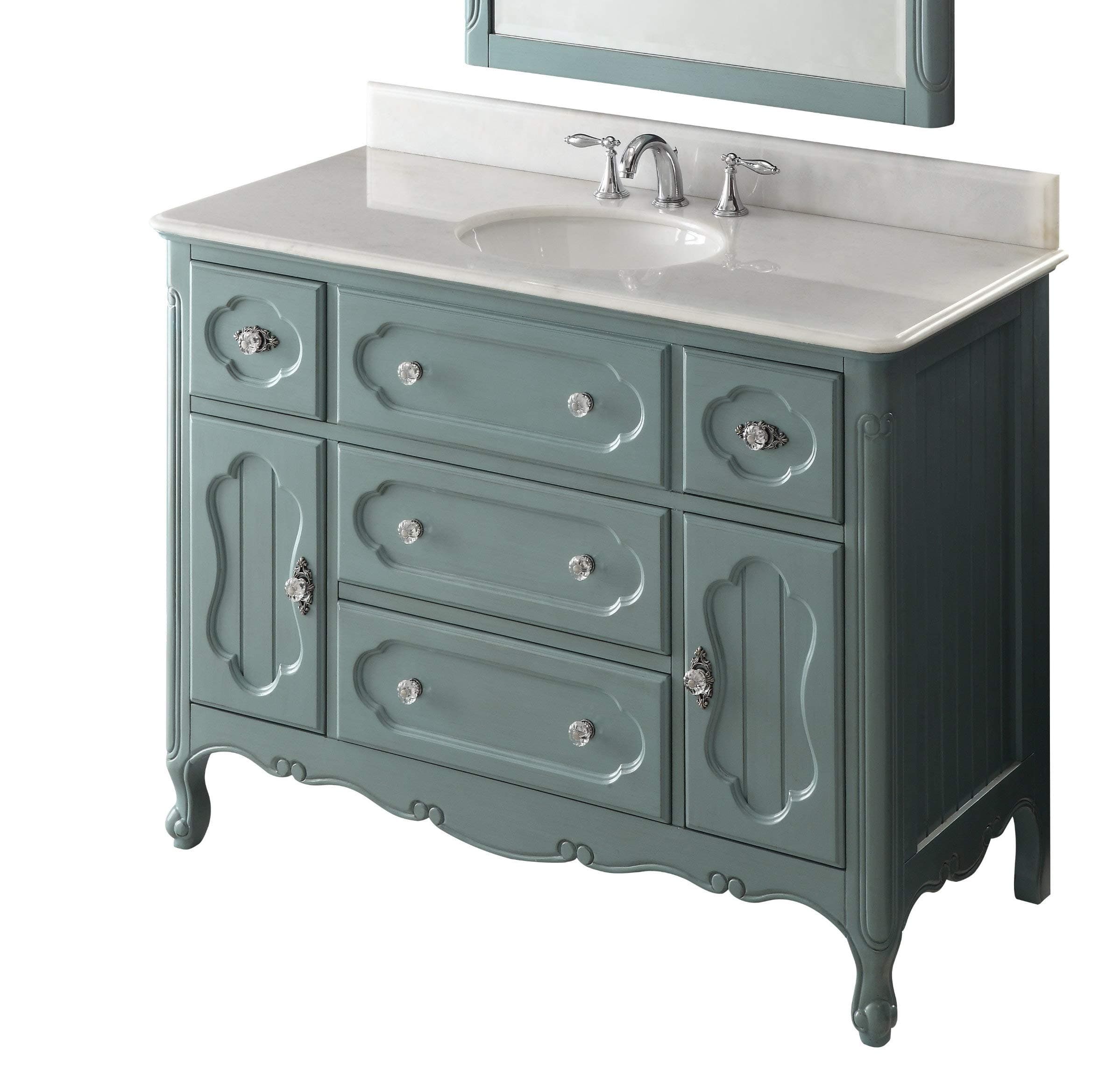 48” Victorian Cottage Style Light Blue Knoxville Bathroom Sink Vanity Model # GD-1522BU-48