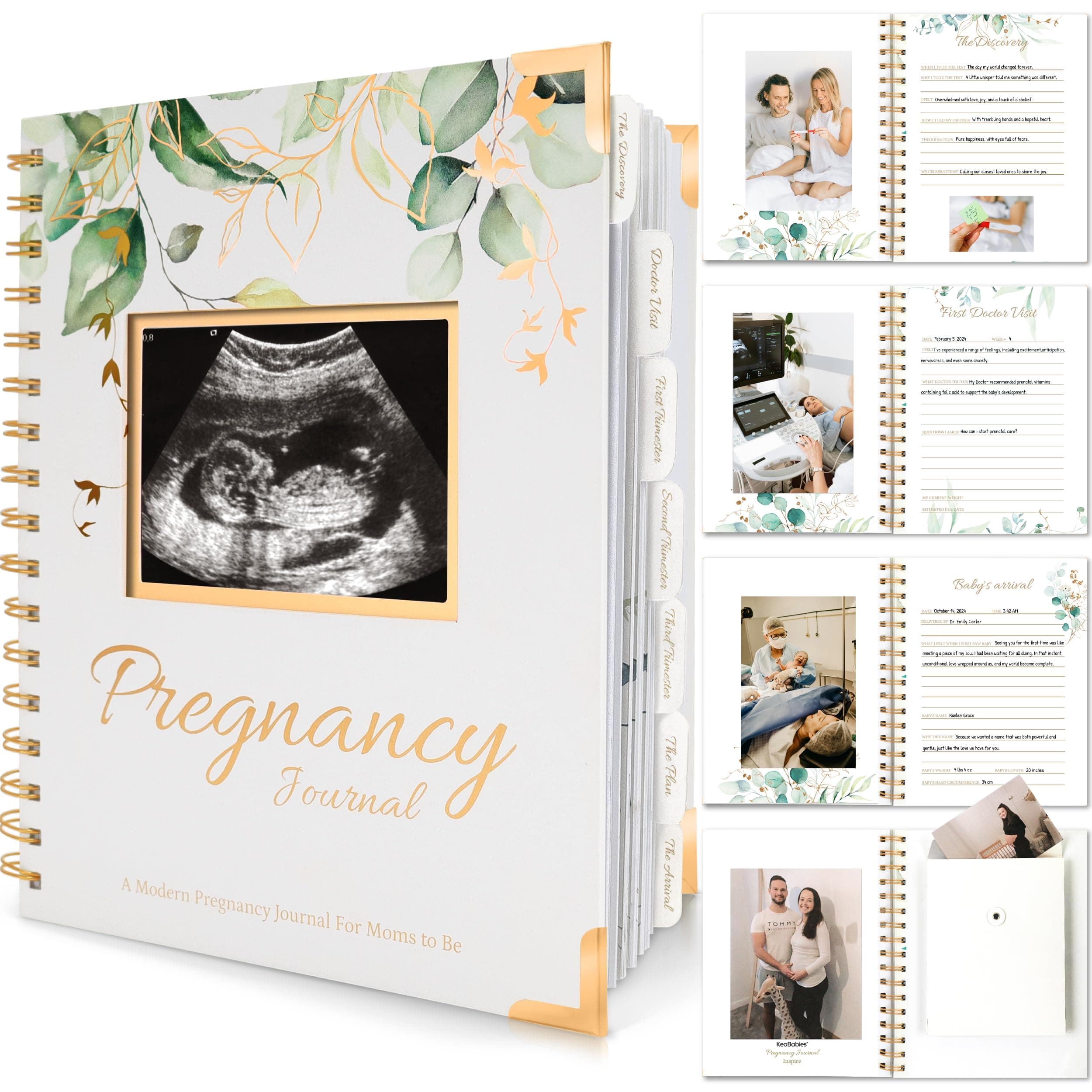 Pregnancy Journal Memory Book - 90 Pages Hardcover Pregnancy Book, Pregnancy Planner, Pregnancy Journals for First Time Moms, Baby Memory Book, Mom Book Diary, Ultrasound Baby Book Memory (Inspire)